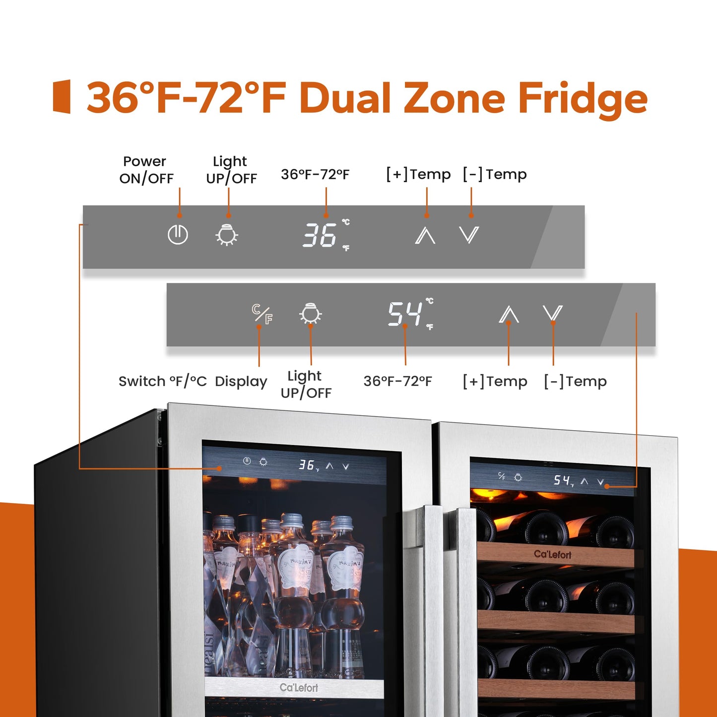 Ca'Lefort 30 Inch Wine and Beverage Refrigerator, 80 Can and 33 Bottle Wine Fridge Dual Zone 36-72°F, 3 LED Beverage Fridge Built in or Freestanding, Perfect for Home/Kitchen(6.00 cu.ft)