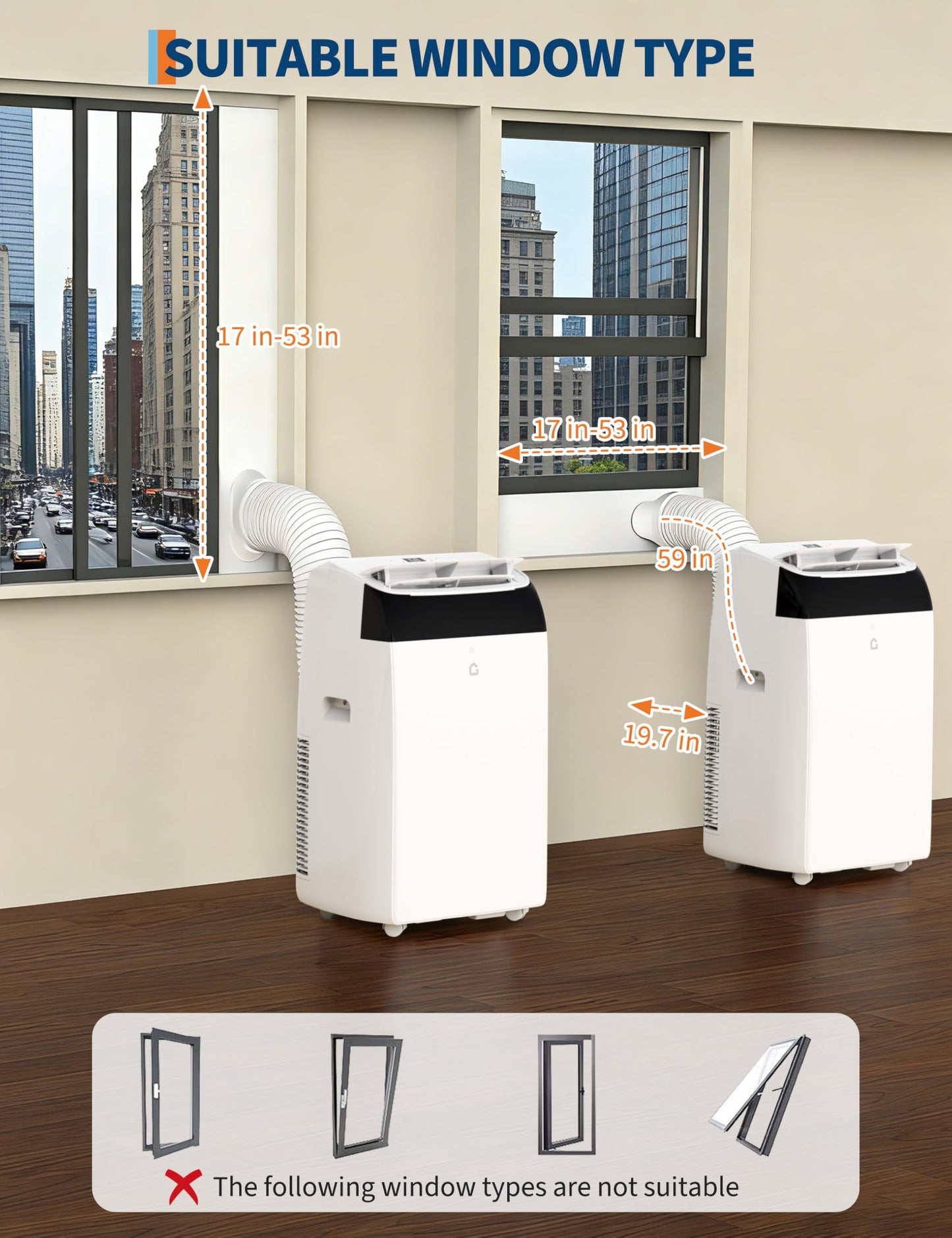 Garvee 14000 BTU Portable Air Conditioner with Follow Me Function, 3-in-1 AC Includes Remote & Full Window Kit, Cools Areas Up to 750 Sq. Ft, 115V