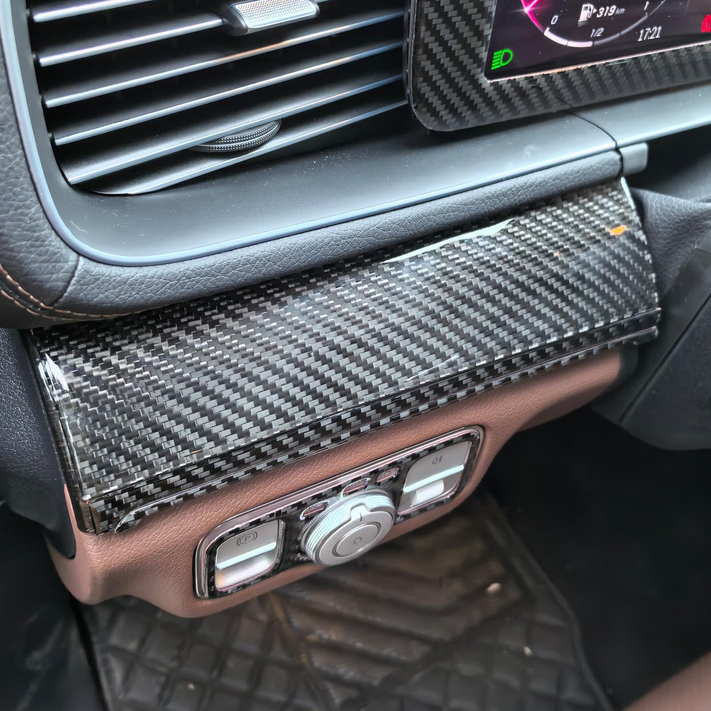 NVCNX Carbon Fiber Accessories for Mercedes Benz GLE 350 450 450e 580 53 63 S AMG/GLS 450 580 63 AMG 2020 2021 2022 2023 2024 2025 2026 Dash Panel Cover Interior Trim Thick Overlay Sticker Decal 9PCs