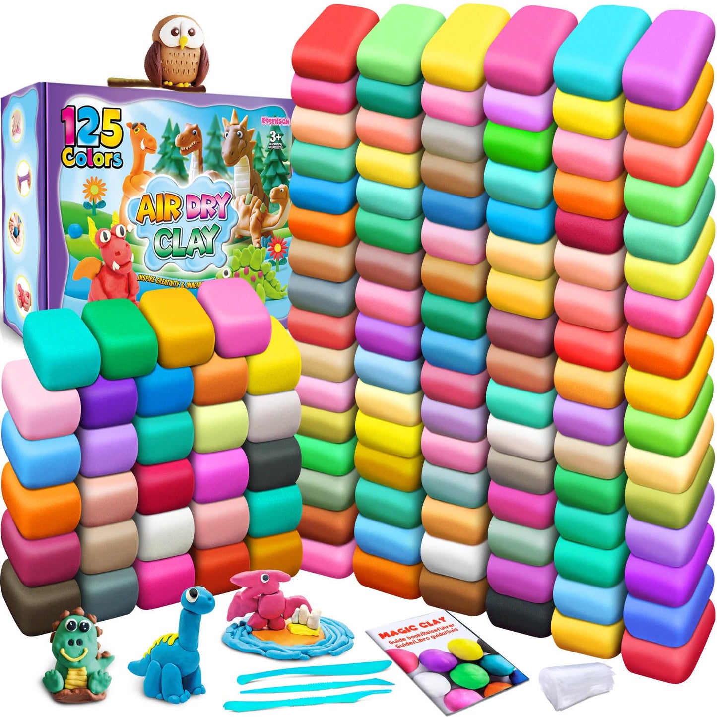 ESSENSON Air Dry Clay 125 Colors, Modeling Clay for Kids, DIY Molding Magic Clay, Gift for Kids