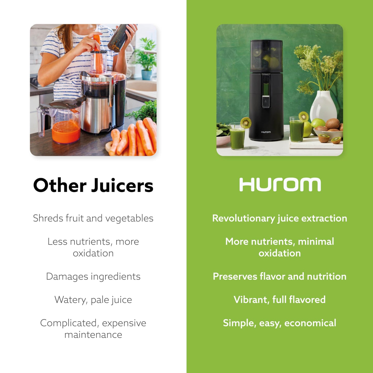 Hurom H400 Cold Press Juicer Machine, Award Winning Masticating Slow Juicer, Easy to Clean, Strainer & Hands Free with Self Feeding, Wide Mouth Hopper, Easy Assembly (White)