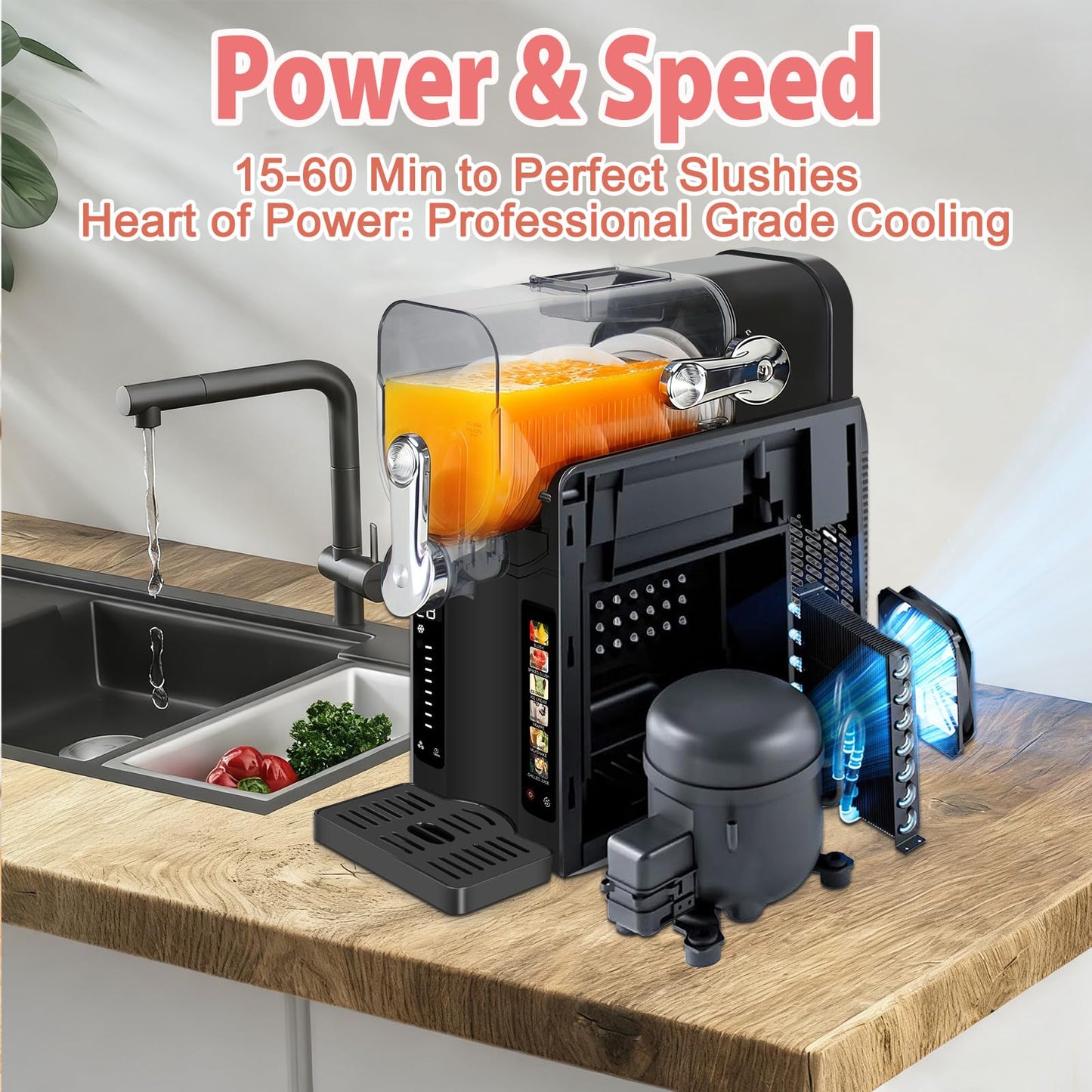 Supwin Slushie Machine for Home - 88oz Frozen Drink Maker Slushy Machine, 2-In-1 Soft Ice Cream Maker, 6 Preset Programs| Slushie, Cocktails, Frappés, Ice Cream, Smoothies, Milkshakes (Screen Version）