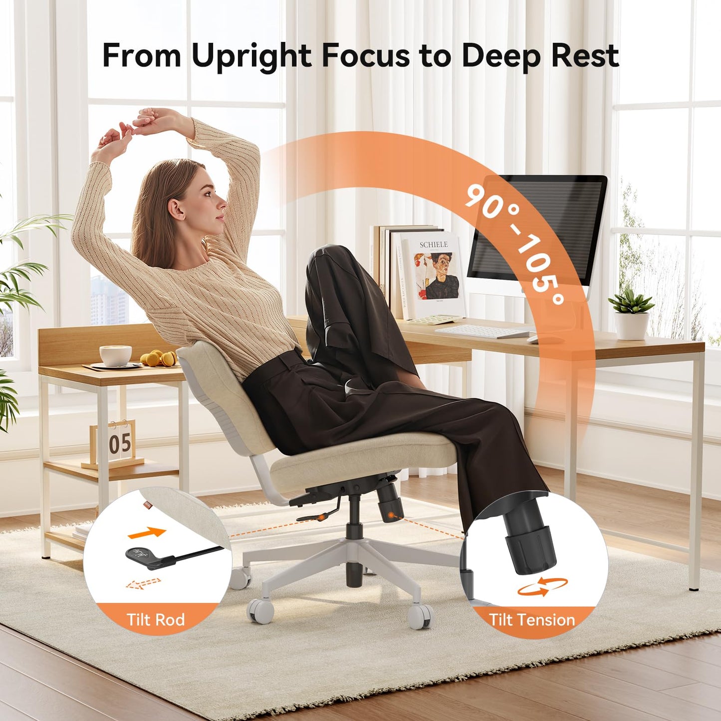 Newtral Freedom-X Criss Cross Chair with Wheels- Multi-Position Cross Legged Office Chair with Laptop Tray, Adjustable Ergonomic Kneeling Chair for Work from Home