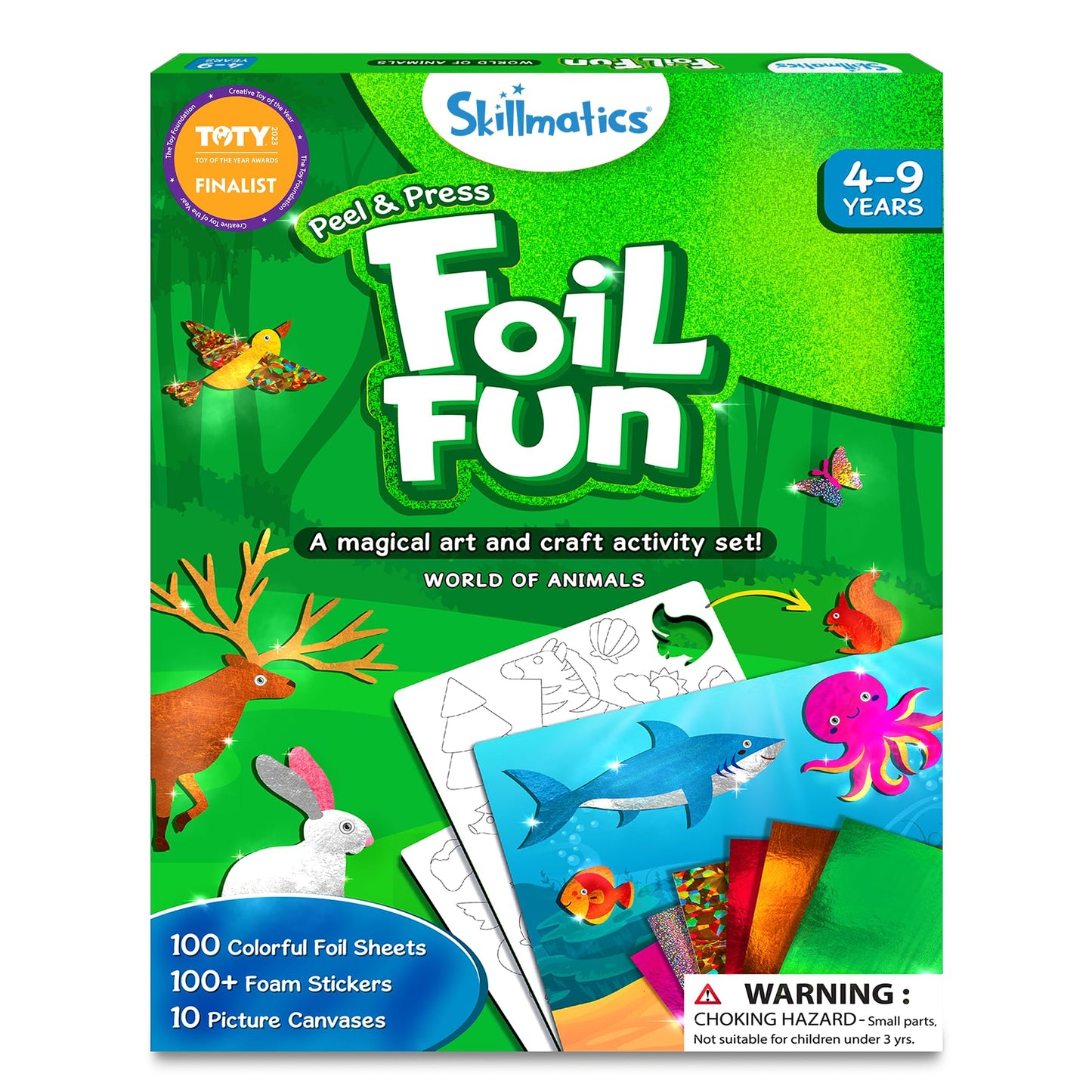 Skillmatics Foil Fun - Animals, No Mess Art for Kids, Travel Toys, Craft Kits, DIY Creative Activity, Screen-Free Entertainment, Gifts for Boys & Girls Ages 4, 5, 6, 7, 8, 9
