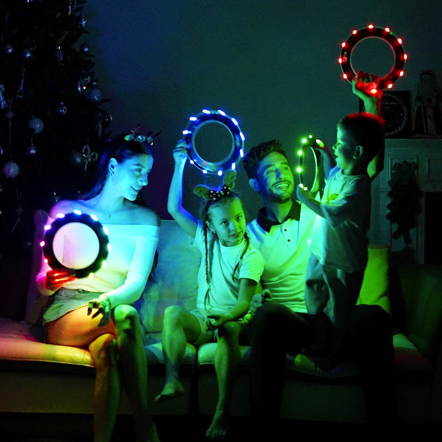 TOSY Bundle of 3-2X Green + Blue - Flying Ring 12 LEDs Super Bright