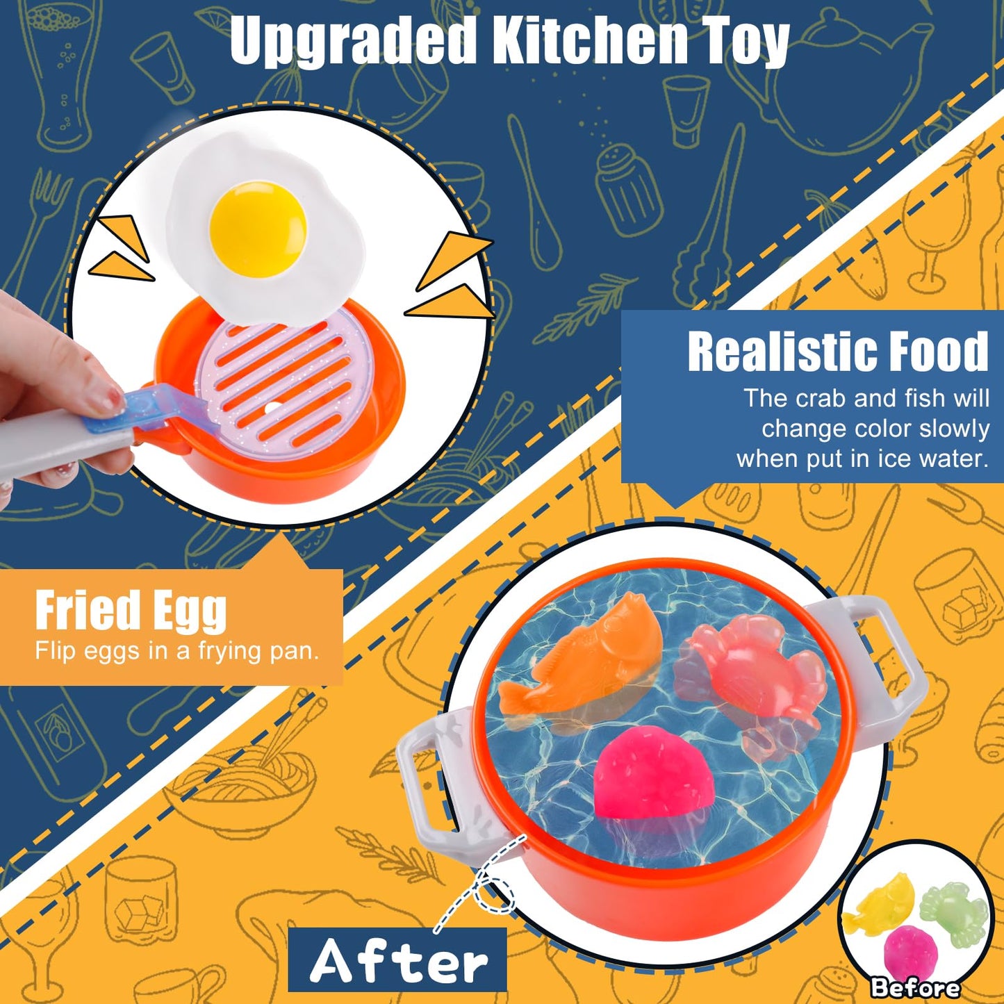 Play Kitchen for Toddlers, Kids Kitchen Playset Toddler Girl Toys with Cooking Stove Steam, Sink and Food Pretend Cooking Set Toy for 3 4 5 Year Old Kid Birthday (Blue)