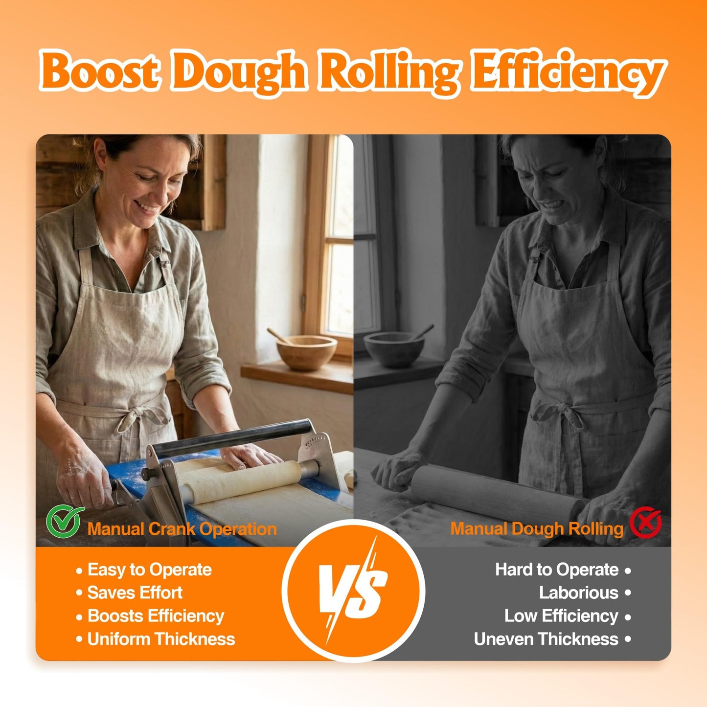 HESMAX 12" Dough Sheeter Machine, Upgraded Stainless Steel Dough Roller with 1 Dough Sheeter Machine and 2 PE Rolling Boards, 0.2-17.5mm Precise Thickness Adjustable, for Home & Commercial Use 5i2