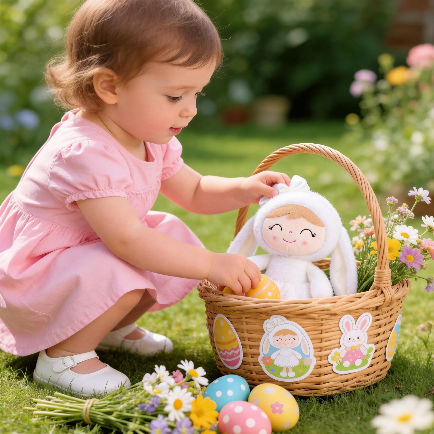 Gloveleya Baby Girl Gift Plush Bunny Dolls First Baby Doll Toddlers Rabbit Toy Bunny Gifts for Girl White 12 Inches