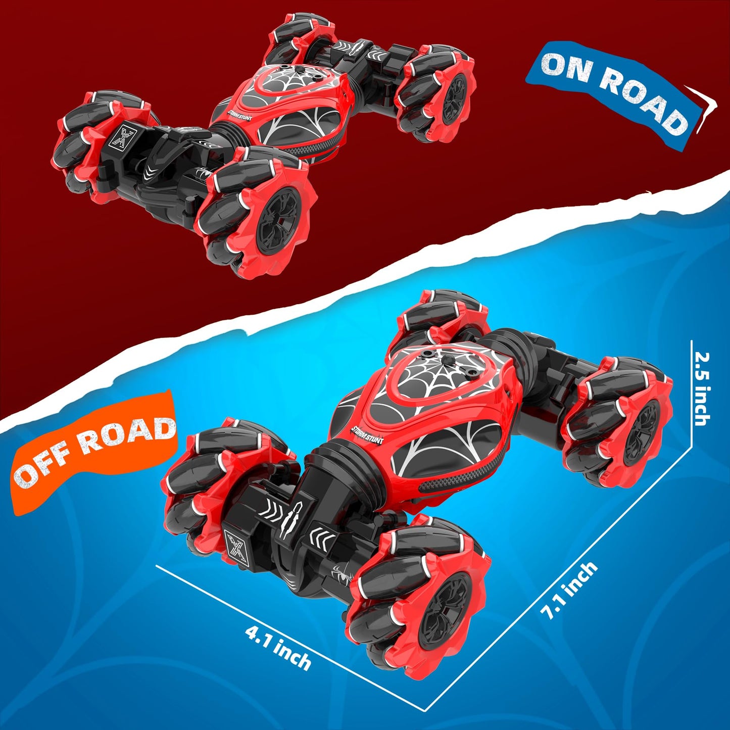XUERENTECH Spider RC Cars Toys with Body Tires Lights, 2.4GHz Gesture Hand Control Car One-Button Deformation, Fast 360°Rotation Toys Birthday Gifts for 7 8 9 10 Year Old Boys Age 6-12