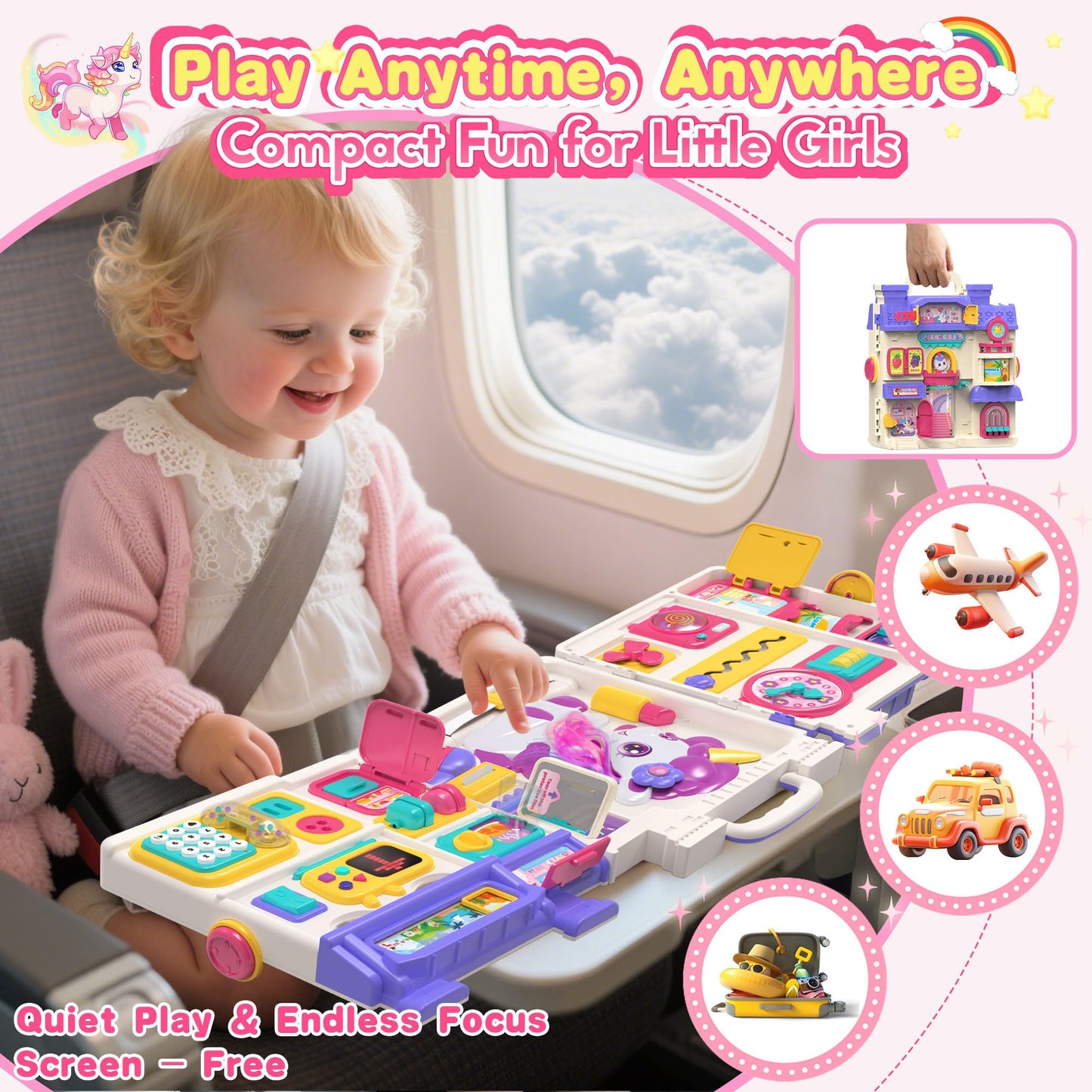 ELFJOY Montessori Toys for 1 Year Old Girl Gifts, Busy Board for 1 2 Year Old - 56+ Activities Bilingual Early Educational Learning Toddler Baby Girl Toys, First Birthday Gifts for 1 2 Year Old Girls