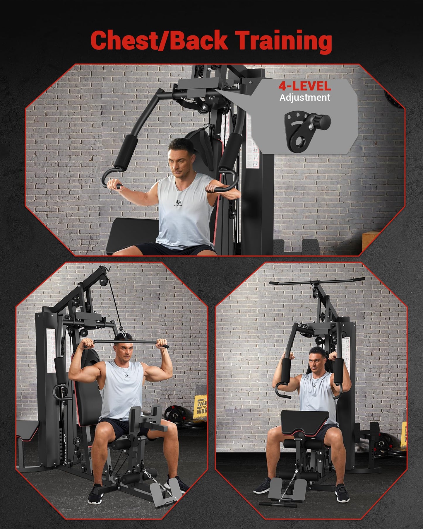 GarveeLife Home Gym Equipment Machine, Full Body Workout Machine with 150 LBS Weight Stack, Multifunctional All in One Exercise Station with Preacher Curl Pad, Leg Developer for Strength Training