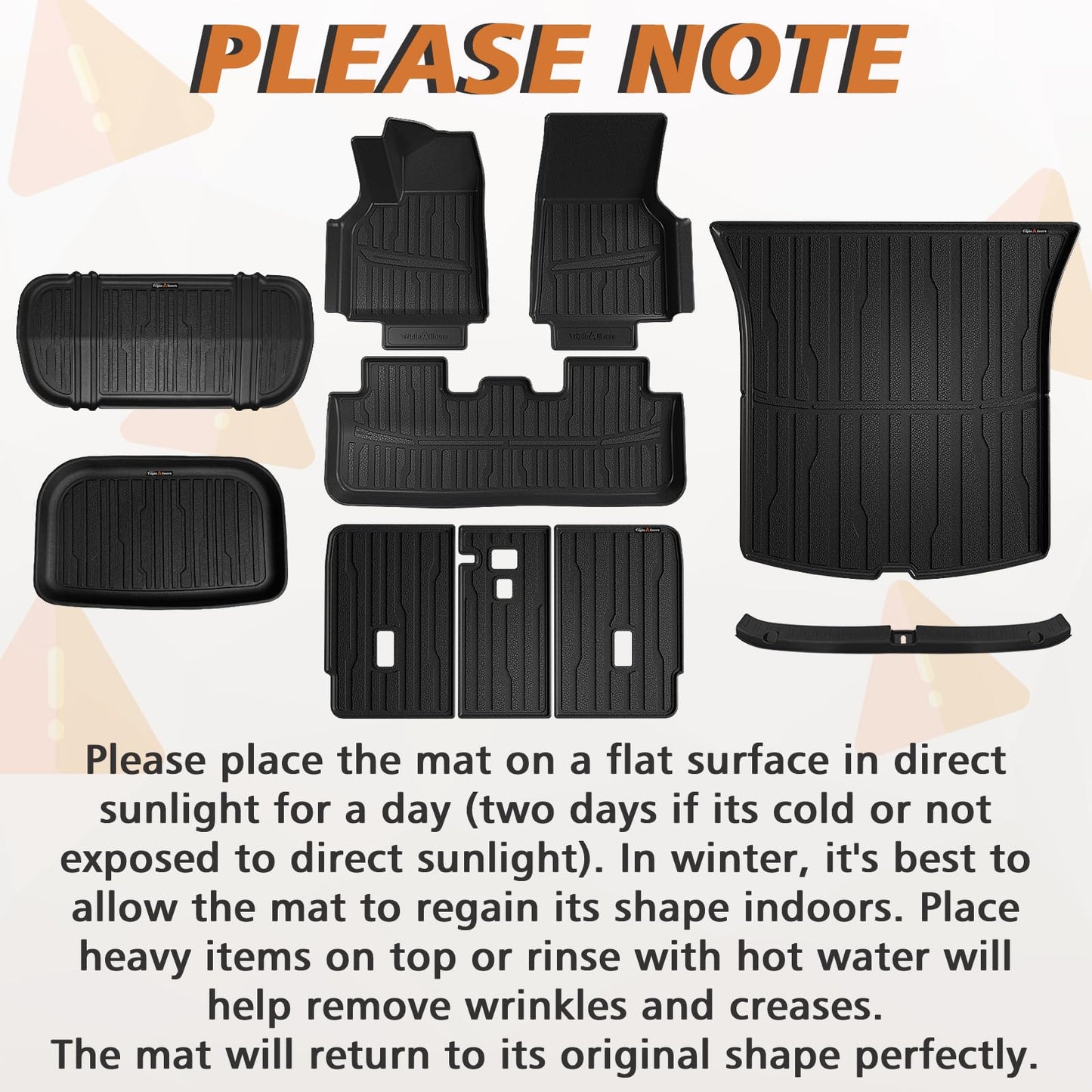 TripleAliners 10PCS Floor Mats Fit for 2026+Tesla Model Y Juniper Set Full Protection All Weather TPE Anti-Slip Custom Fit Floor& Frunk& Trunk& Rear Lower& Backrest Mat& Bumper Guard(Not Fit Standard)