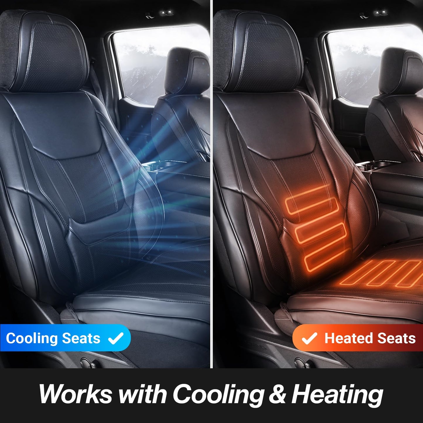 Coverland Custom SUV Car Seat Covers Front Seats for [2010-2026 Lexus RX 350 Rear Bench Seat] - Protector Car Seat Cover Water Resistant Leather Memory Form Back Support Seat Cushion [Front-Black]