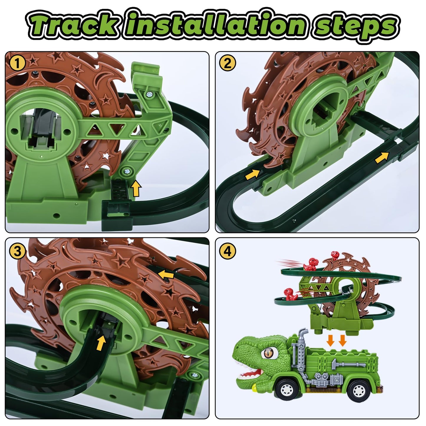 Tyyseis Dinosaur Toys for Kids,2 in 1 Dinosaur Truck Set wiht Nonstop Sliding Baby Dinos On Tracks,Auto Avoids Obstacles Toddlers Crawling Toys,Birthday Gifts with Music Lights for 3 4 5 Year Old Boys