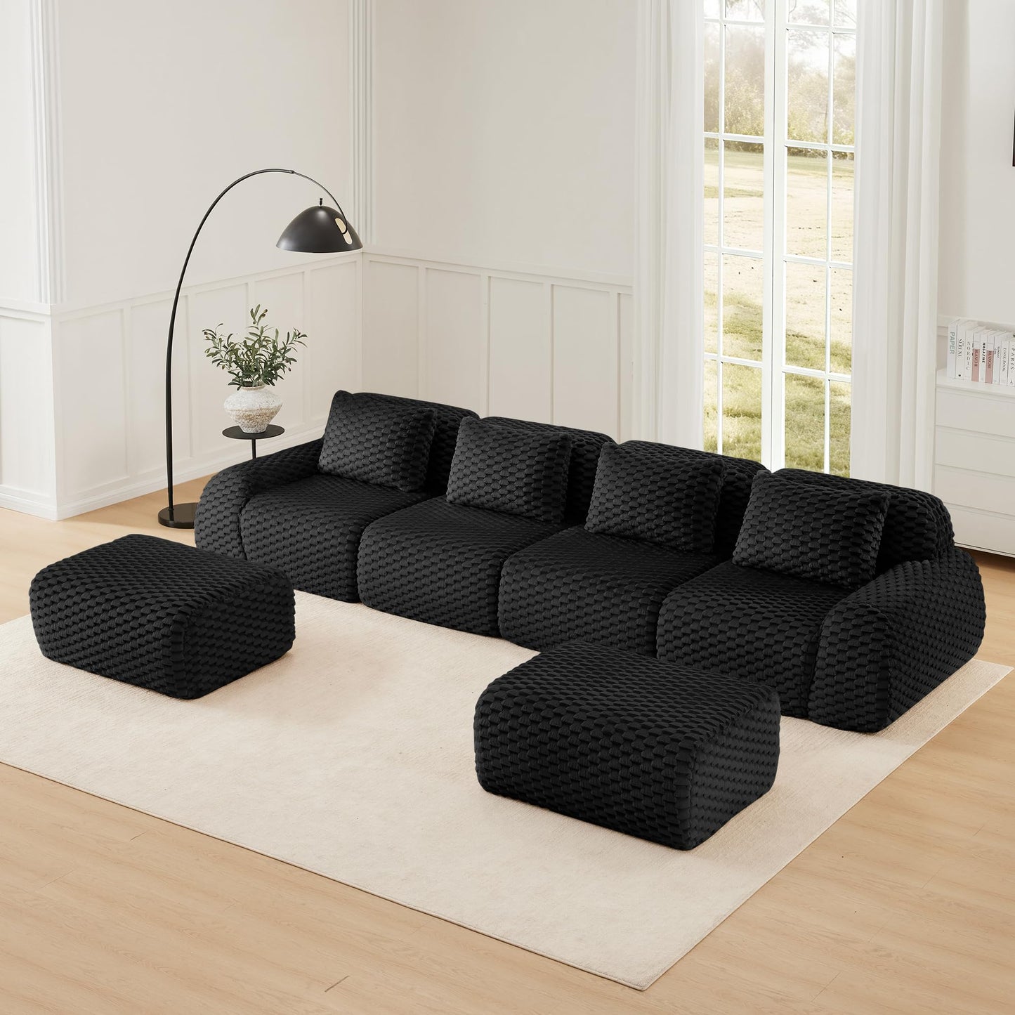 KEIKI Modular Sectional Sofa for Living Room, No Assembly Boneless Couch with Deep Seat Comfort, Oversized Modular Sofa Configuration for Group Comfort