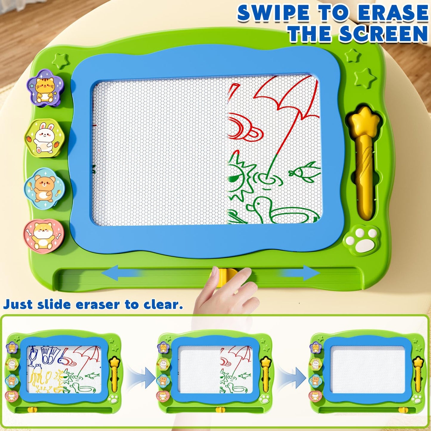 Large Magnetic Drawing Board for Toddlers, Magnetic Doodle Board for Kids, Etch A Sketch Magnet Erasable Writing Pad, Preschool Education Travel Toys for Kids Boys Girls Age 3 4 5 6 7 8 Years Old