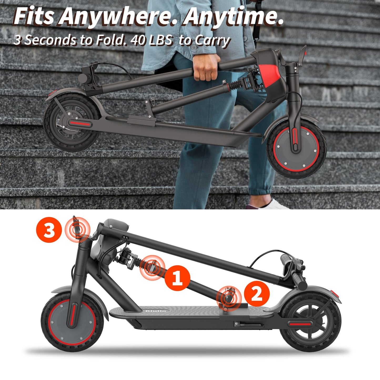 Folding Electric Scooter for Adults with Seat- 19MPH & 21-Mile Range, 350W Motor, 8.5" Solid Tires with App Control & Dual Brake System - UL2272 Certified Commuter E-Scooter