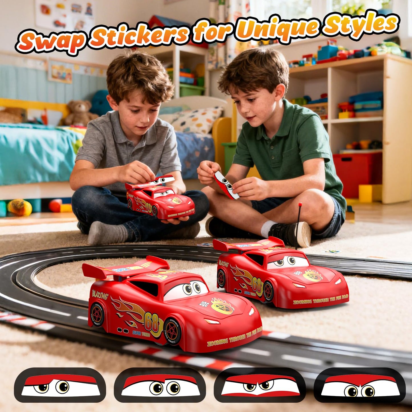 JOI MEW Wall Climbing RC Car Toy with Expression Stickers, 360° Rotating Remote Control Stunt Car, Rechargeable Toy Car for Kids Boys Girls Ages 3-12 Indoor Gift