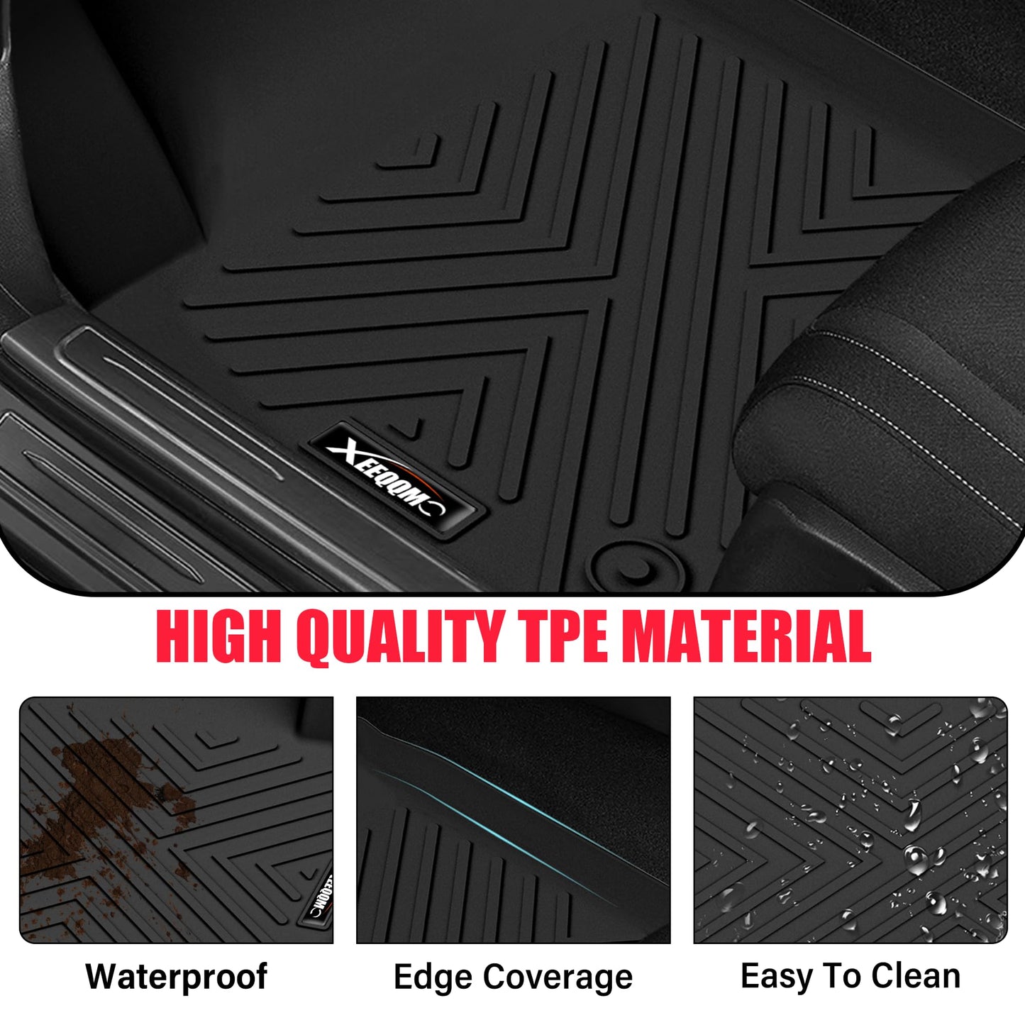 Floor Mats & Trunk Mat for 2026 2016-2025 Dodge Durango 7 Seats with 3rd Row Backrest Mat All Weather TPE Protection 3 Rows Car Floor Liners Full Set with Cargo Liners