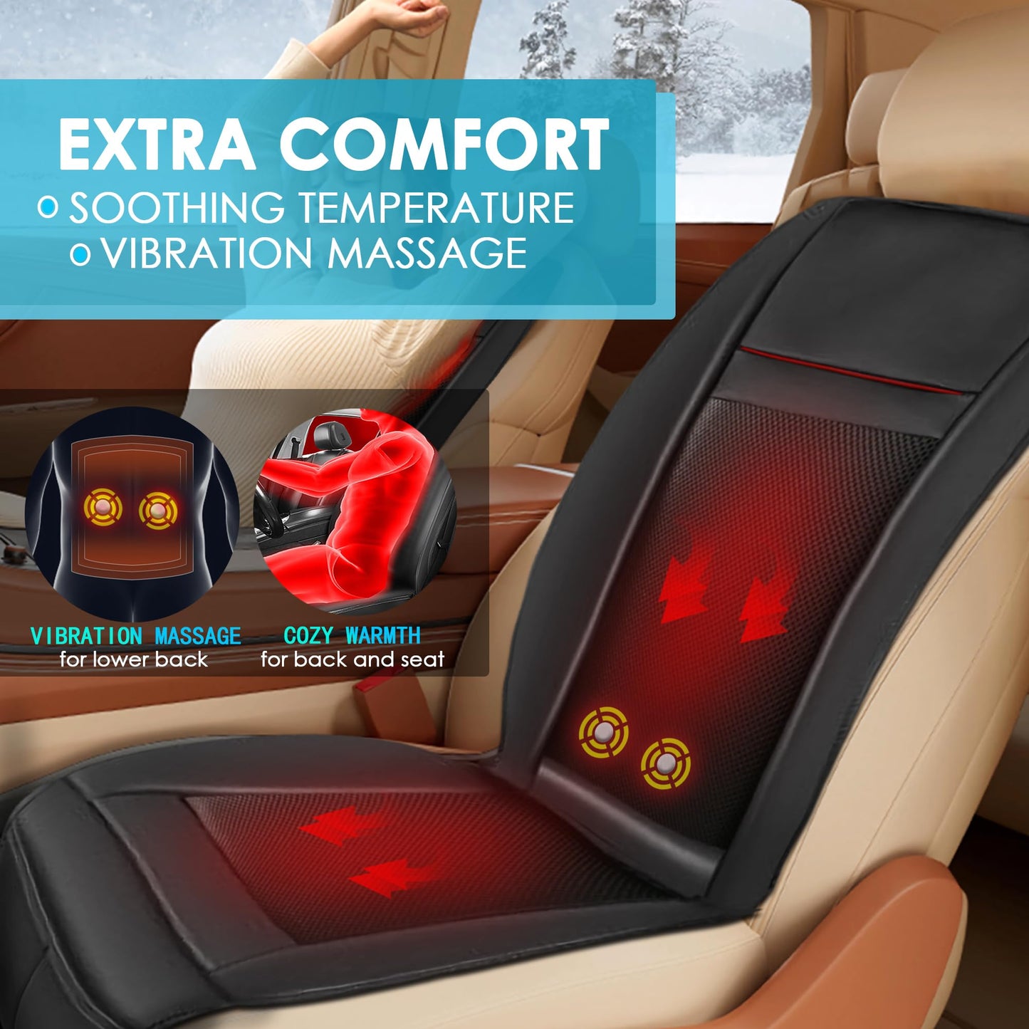 Fochutech 12V Summer Cooling Car Seat Cover with Massage Adjustable Temperature Warm Cooling Car Seat Cushion Ventilated 16 Fans Cooling Seat Cover for Car Front Seat Cooler for Vehicle SUV (Beige)