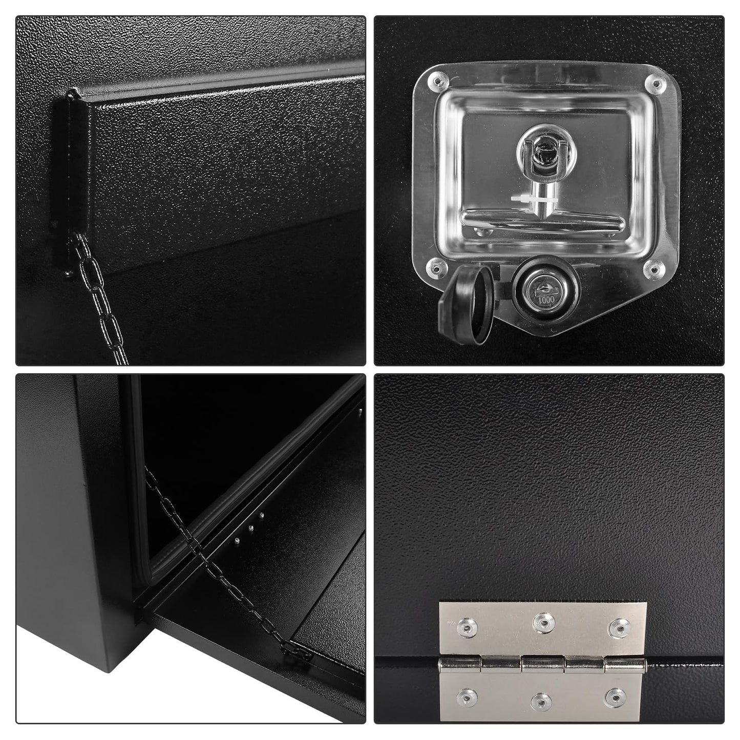 FGJQEFG 48'' Heavy Duty Truck Tool Box Steel for UnderBed Trailer Outdoor Car with Lock and Key - 48 x 18 x 18 Inch Black Underbody Toolbox