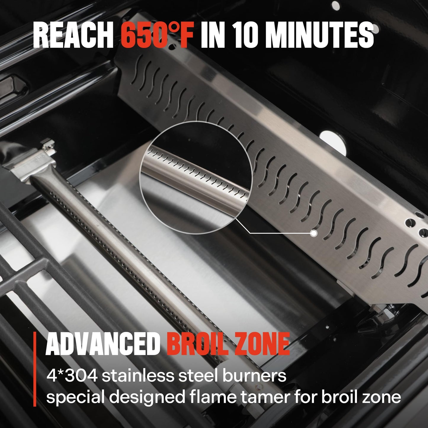 Monument Grills 4 Burner Propane Gas Grill, Stainless Steel Outdoor Patio Barbecue Grill, with Broil Zone Fast Heating, Knob Control, and Easy Cleanup, M410MBZ
