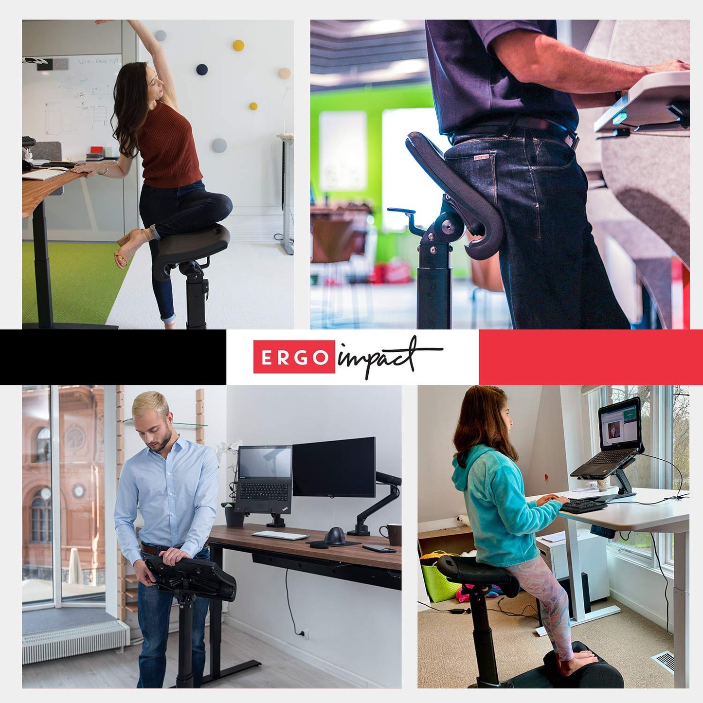 LeanRite Standing Desk Chair – Ergonomic Stool for Active Sitting & Posture Support | Adjustable Height Sit Stand Chair for Home Office Elite Upgraded Version with 3 Bonus Accessories