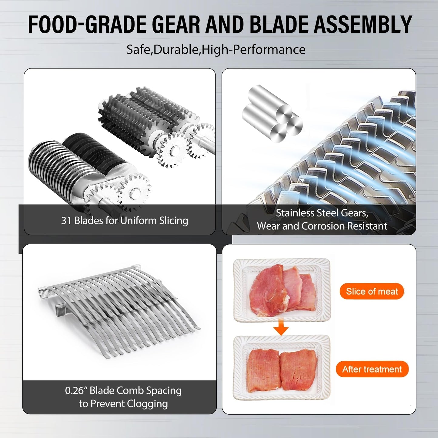 Paladin Equipment Meat Tenderizer Tool Manual Machine beef Jerky Slicer, 2-in-1 meat tenderizer machine Heavy Duty Cuber, 2 Set of Stainless Steel Blades, Aluminum Construction for Beef, Chicken