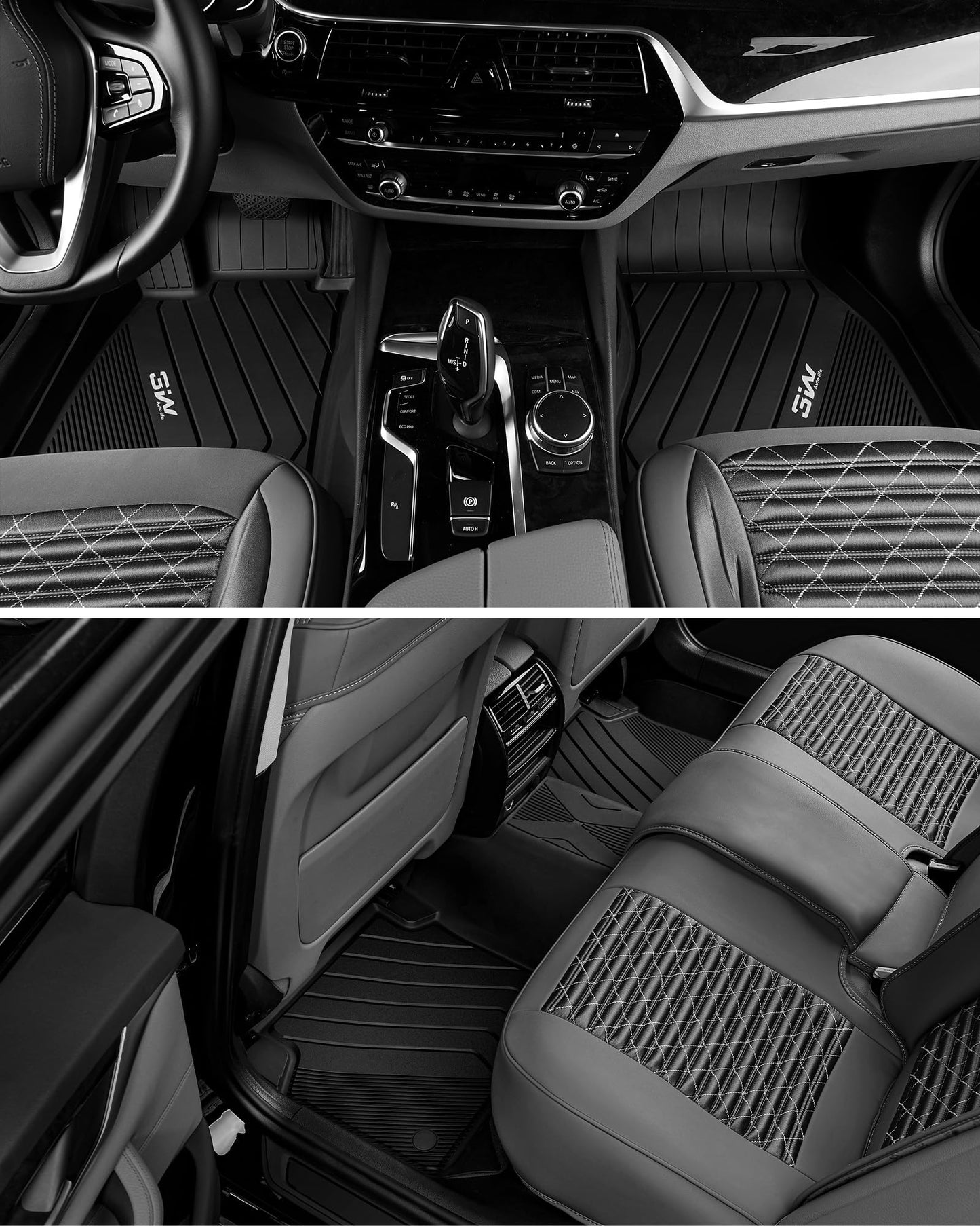 3W Floor Mats Custom Fit for BMW X5 (F15) 2014-2018 / BMW X6 (F16) 2015-2019, All Weather TPE Floor Liner 1st & 2nd Row Accessories Car Mats