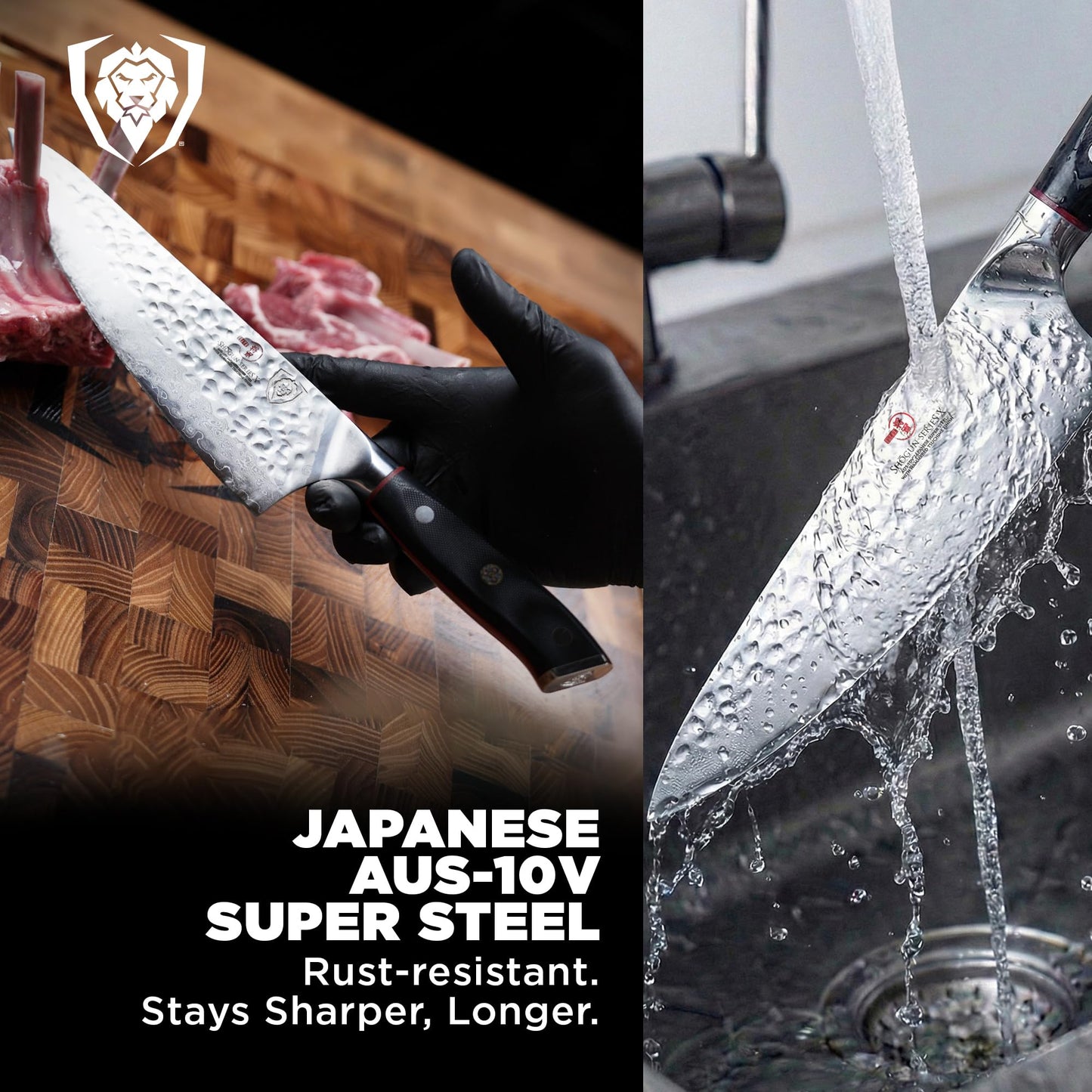 Dalstrong Chef Knife - 8 inch Blade - AUS-10V Japanese Steel - Full Tang - Black G10 Handle - Chef's Knife - Shogun Series ELITE - Razor Sharp Kitchen - Professional Premium Sheath