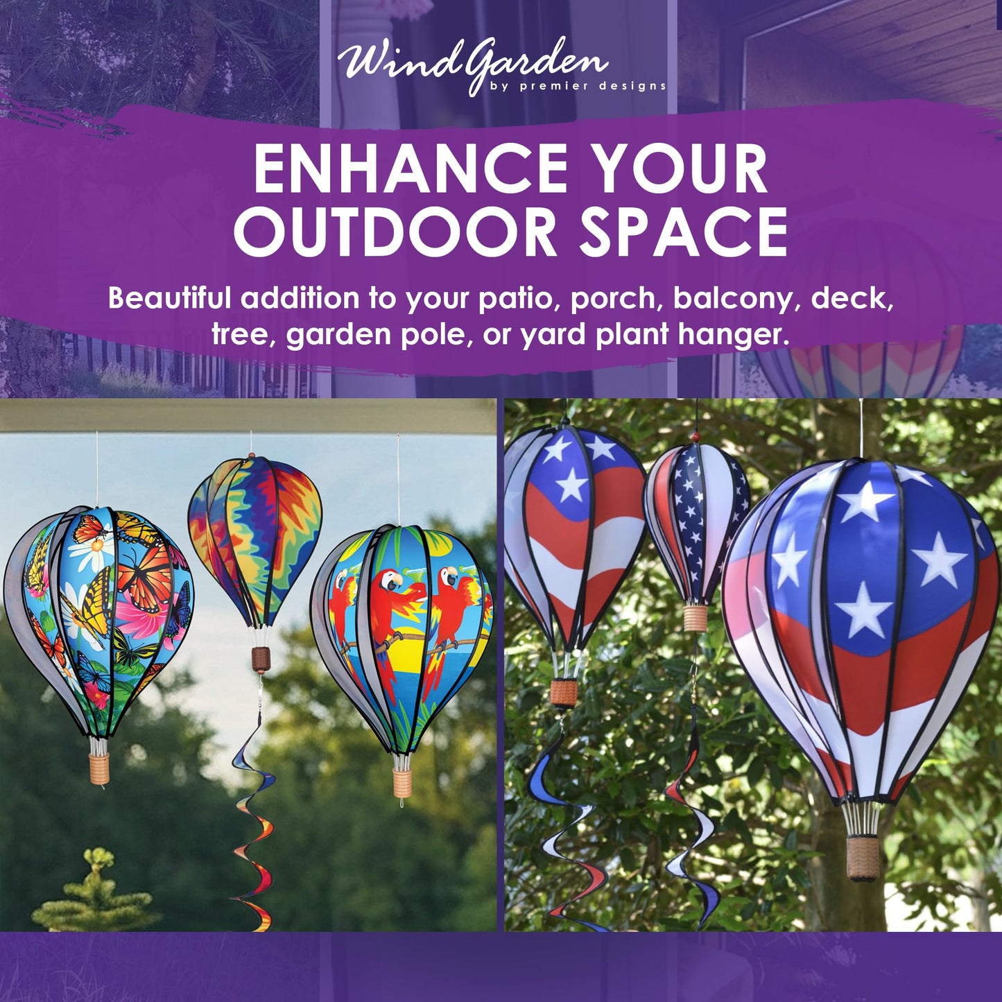 Hot Air Balloon Hanging Garden Spinner 22" - Vibrant Arizona Design, Weather-Resistant Outdoor Decor, Durable & Lightweight for Patios, Yards, and Gardens - Eye-Catching Wind Spinner