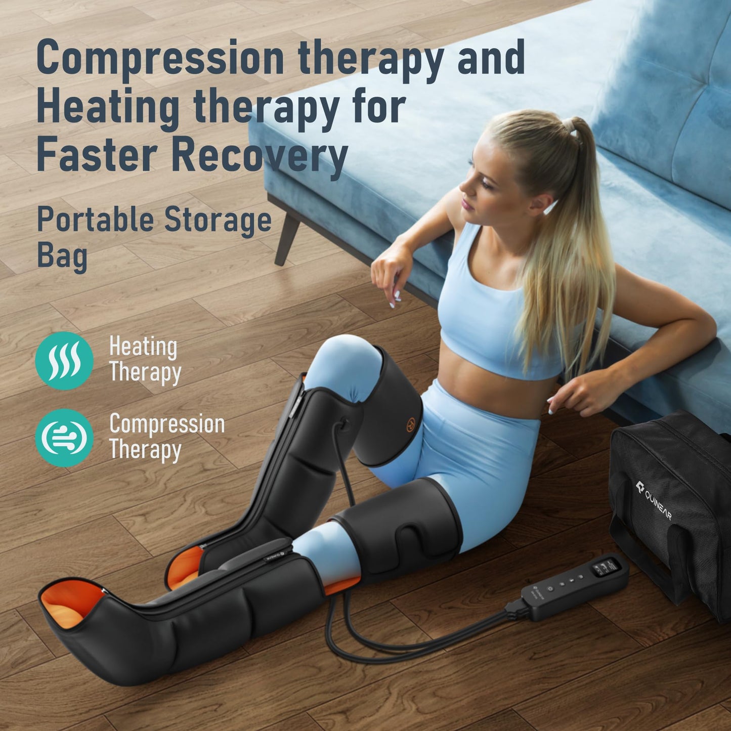 QUINEAR Leg Massager, 3-in-1 Foot Calf & Thigh Massager with Heat and Compression Therapy, Leg Massage Boots Gift for Pain Relief, FSA-HSA Eligible