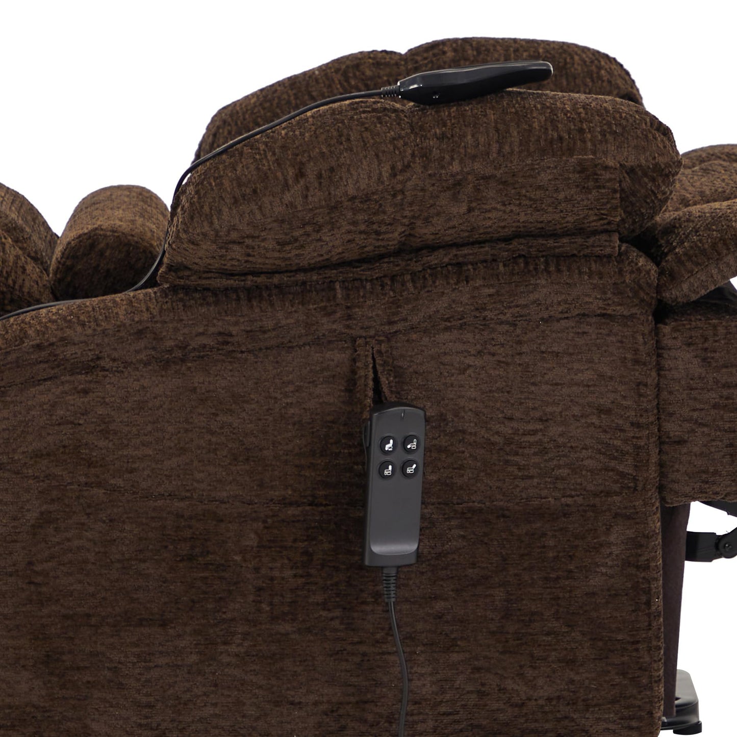 DYNOX Big & Tall Power Lift Recliner Chair for Elderly, Oversized Lay Flat Chair with Extended Footrest, Heat & Massage 400 LBS (9205L,Chenille,Brown)