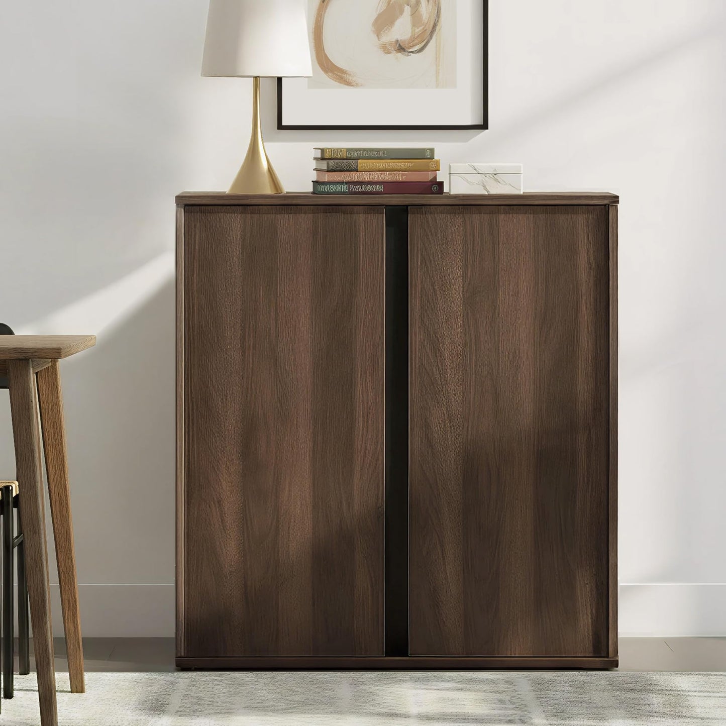 KISLOT 31.5" Sideboard Buffet Cabinet with Storage Modular Accent Display Kitchen Storage Cabinet Wood Coffee Bar Console for Living Room, Hallway, Kitchen, Dining Room,Walnut