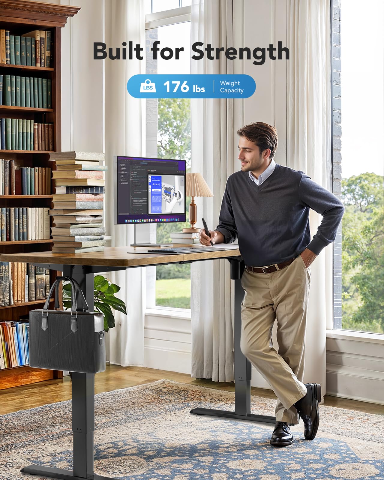 Marsail 63x24 Electric Standing Desk - Adjustable Height Computer Desk with Memory Presets, Storage Bag & Cable Management for Home Office & Gaming Workstations