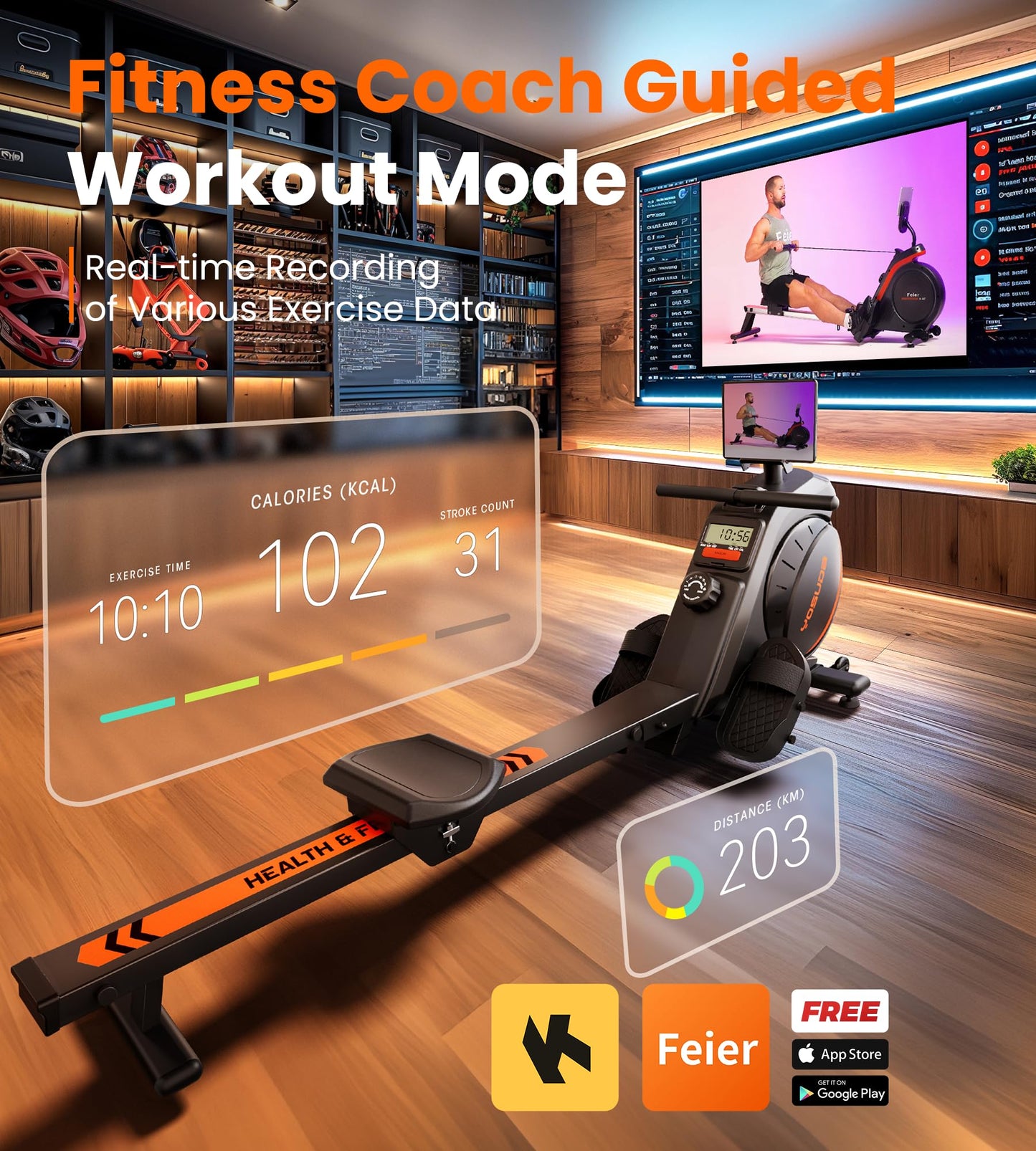 YOSUDA Magnetic Rowing Machine 350 LB Weight Capacity - Rower Machine for Home Use with LCD Monitor, Tablet Holder and Comfortable Seat Cushion