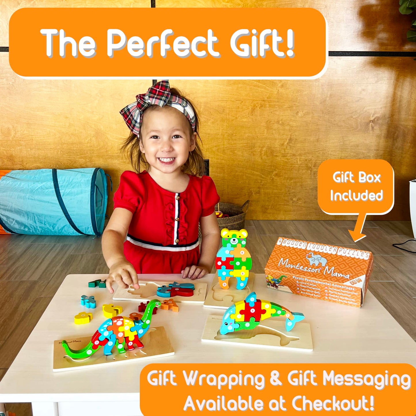Montessori Mama Wooden Toddler Puzzles for Kids Ages 2-4, Montessori Toys for 3 Year Old, Animal Toddlers Toys Ages, 4-Pack Learning Toddler Puzzle