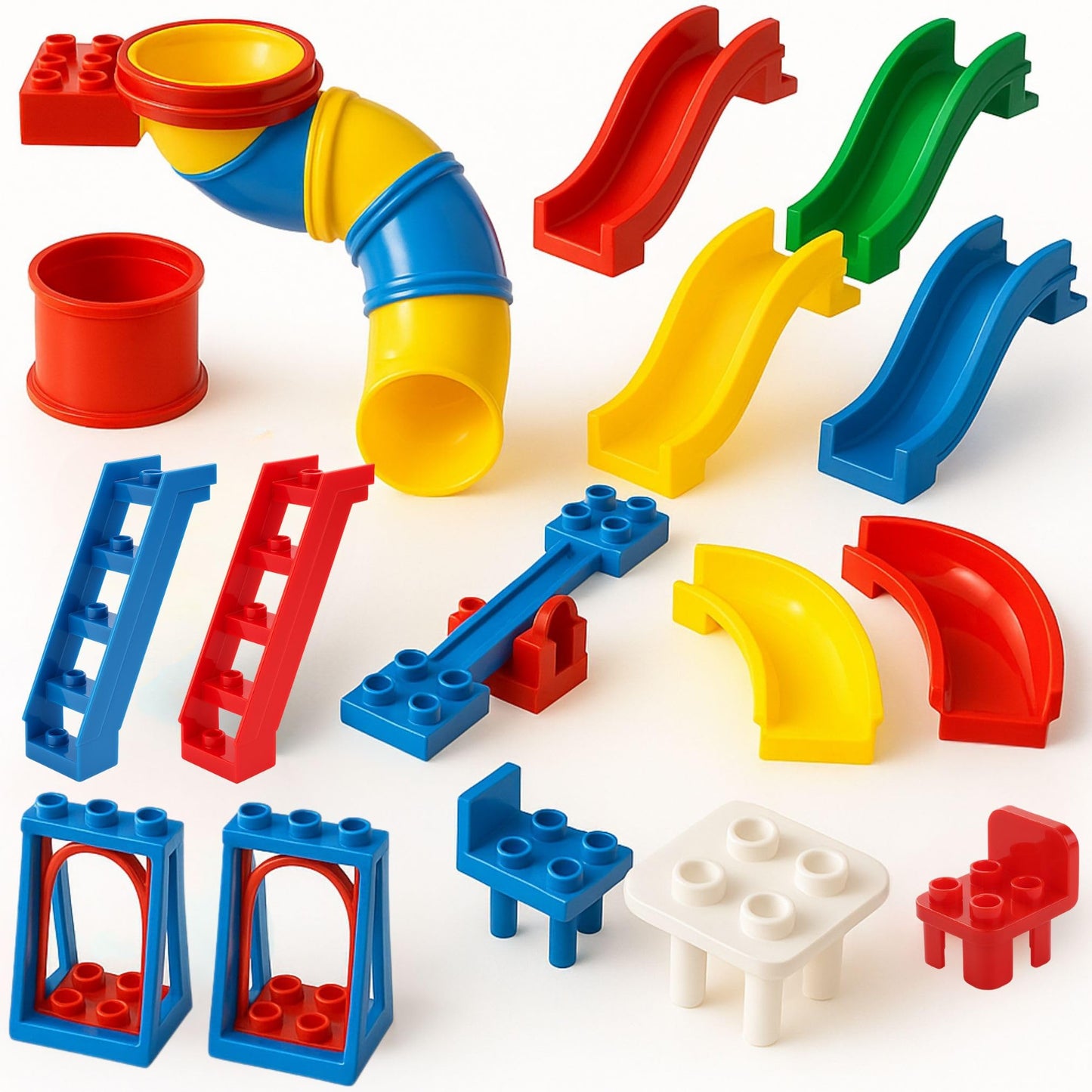Liberty Imports 24 PCS Big Building Blocks Playground Set for Toddlers and Kids, Large Size DUPLO Compatible Construction Toy Bricks with Slides, Swings, Seesaw and Pipes Preschool Learning Playset