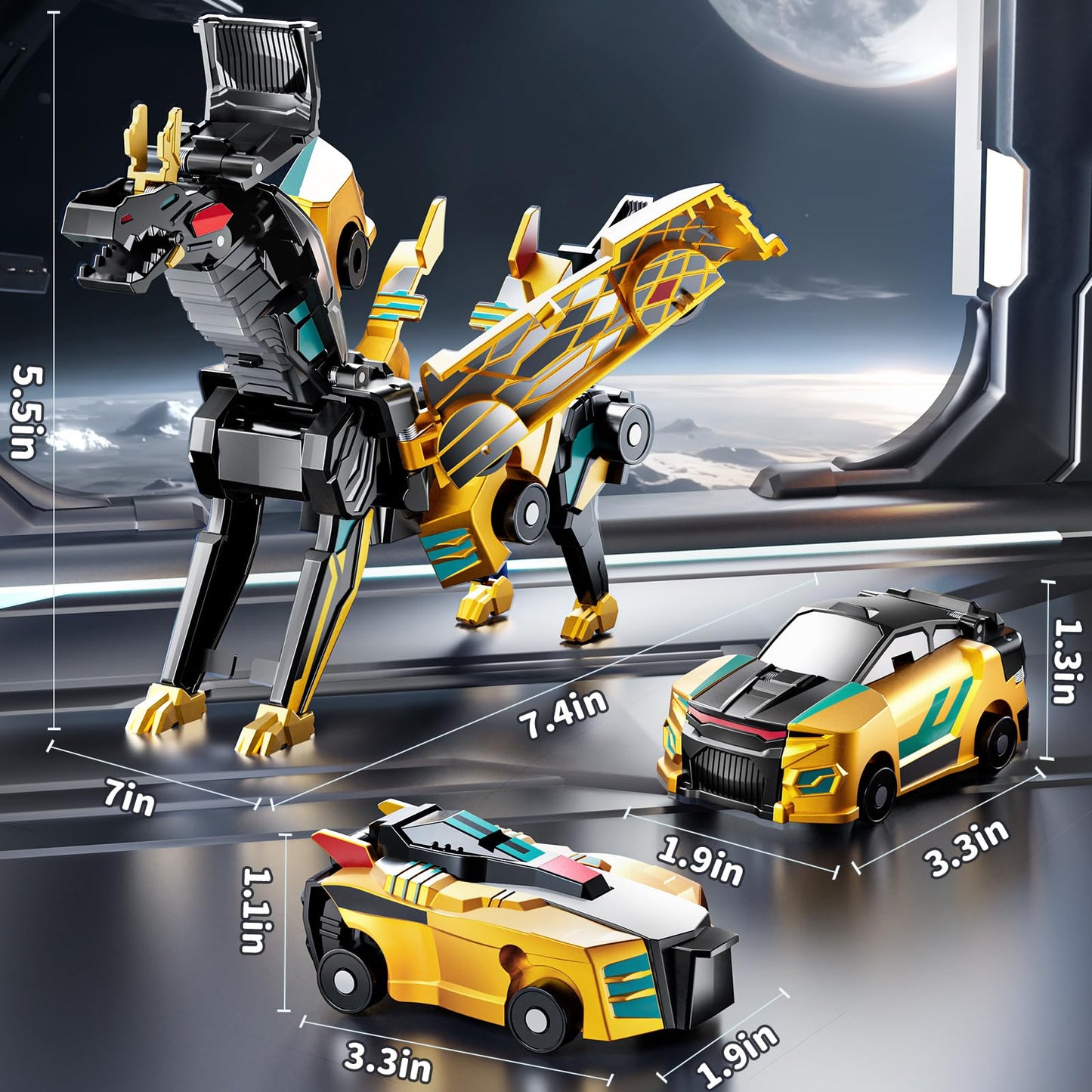 KIZONLY Collision Transforming Dinosaur Car Toy, 2 in 1 Magnet Cars Transform into Dinosaur Toys, Fun Robot Dinosaur Toy Cars Birthday Gift for Kids Boys Girls Age 4-6 6-12 Year Old