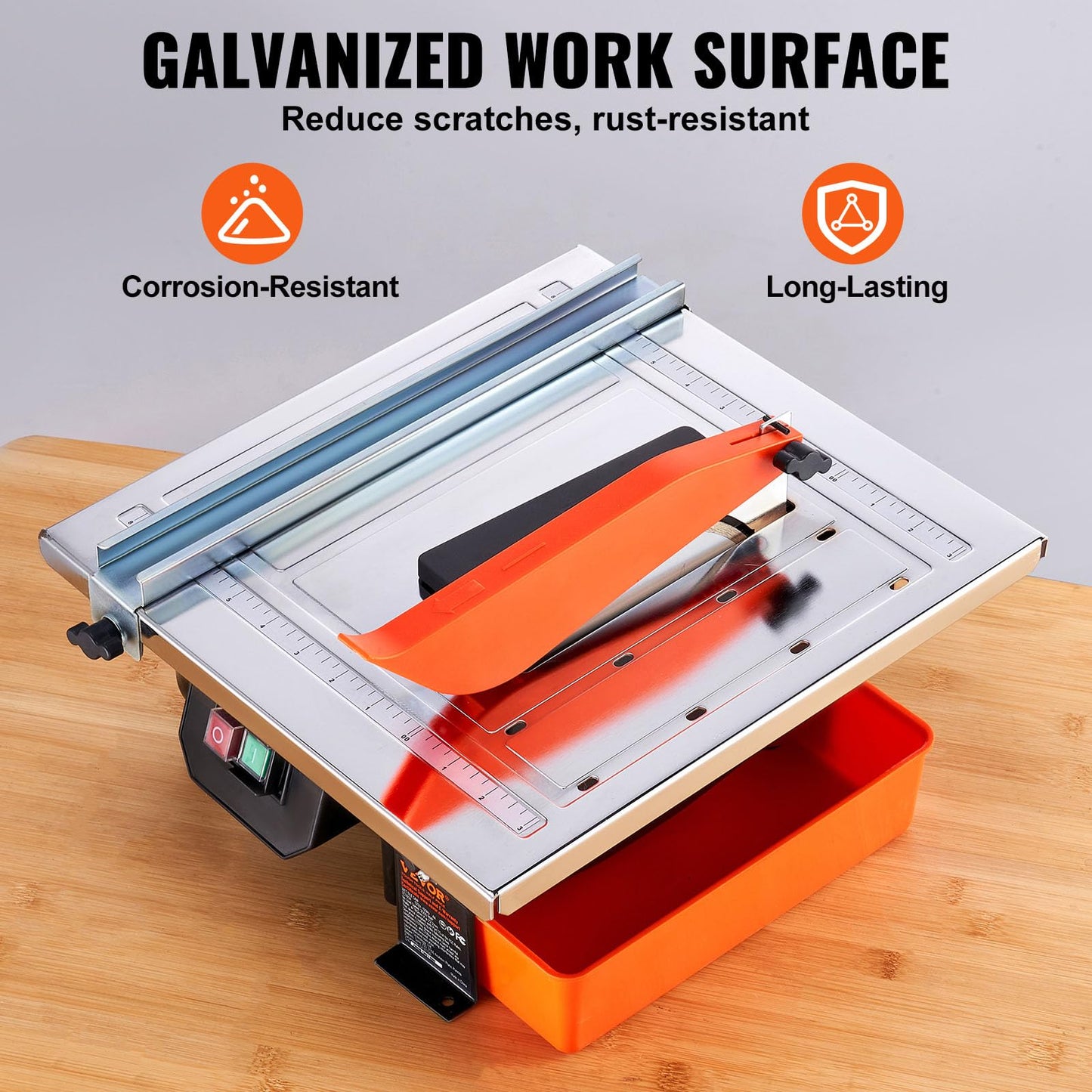 VEVOR 7-inch 65Mn Steel Blade, Wet Tile Saw, 3500 RPM Induction Motor, Tile Cutter Wet Saw with Water Reservoir, 0-45 Degrees Miter Angle for Cutting Tiles and Stones, for DIY Enthusiasts