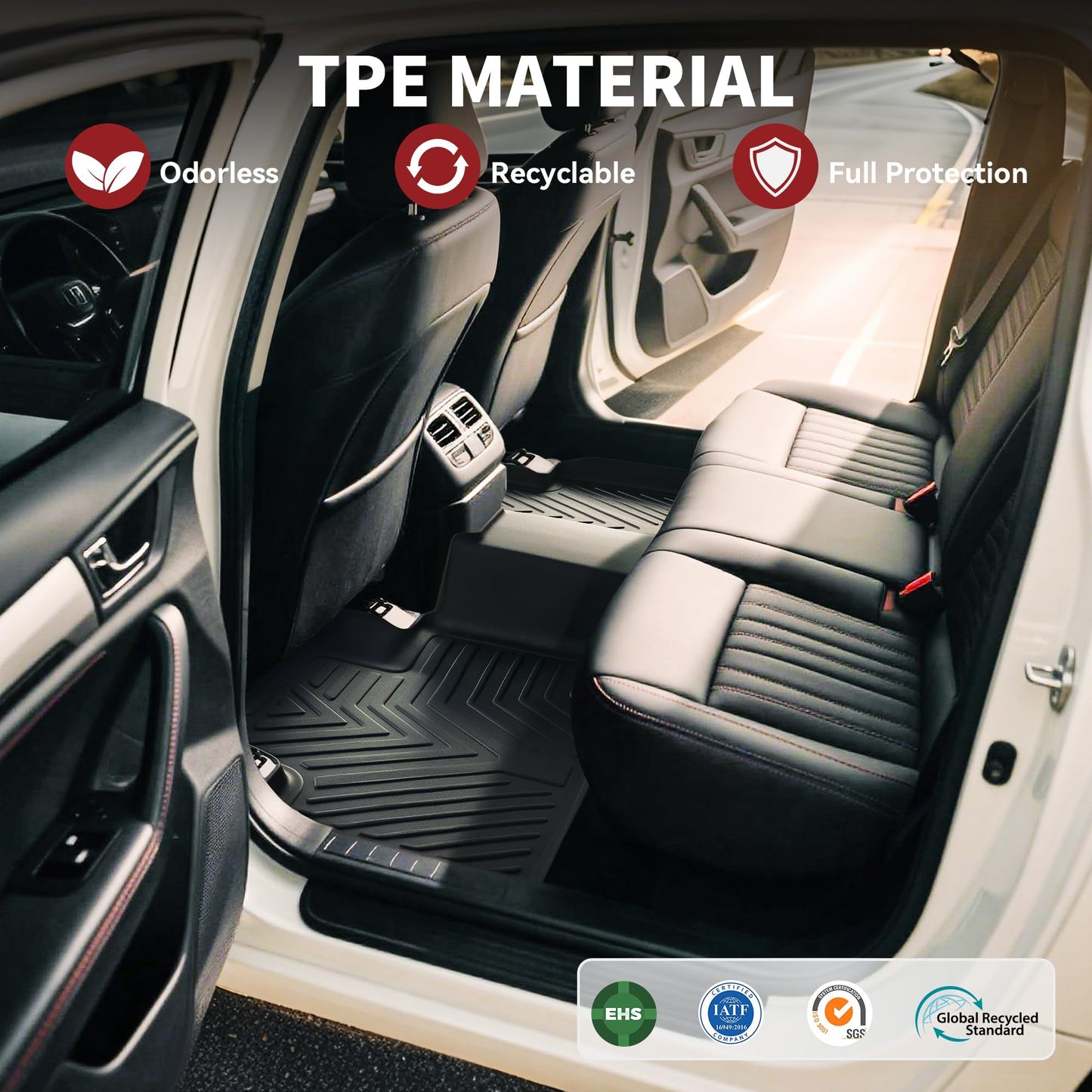 YITAMOTOR 3 Rows Floor Mats Fit for 2021-2026 Chevrolet Tahoe/GMC Yukon/Cadillac Escalade with 2nd Row Bucket Seats, Custom Fit Black TPE All-Weather 1st & 2nd 3rd Row Floor Liners