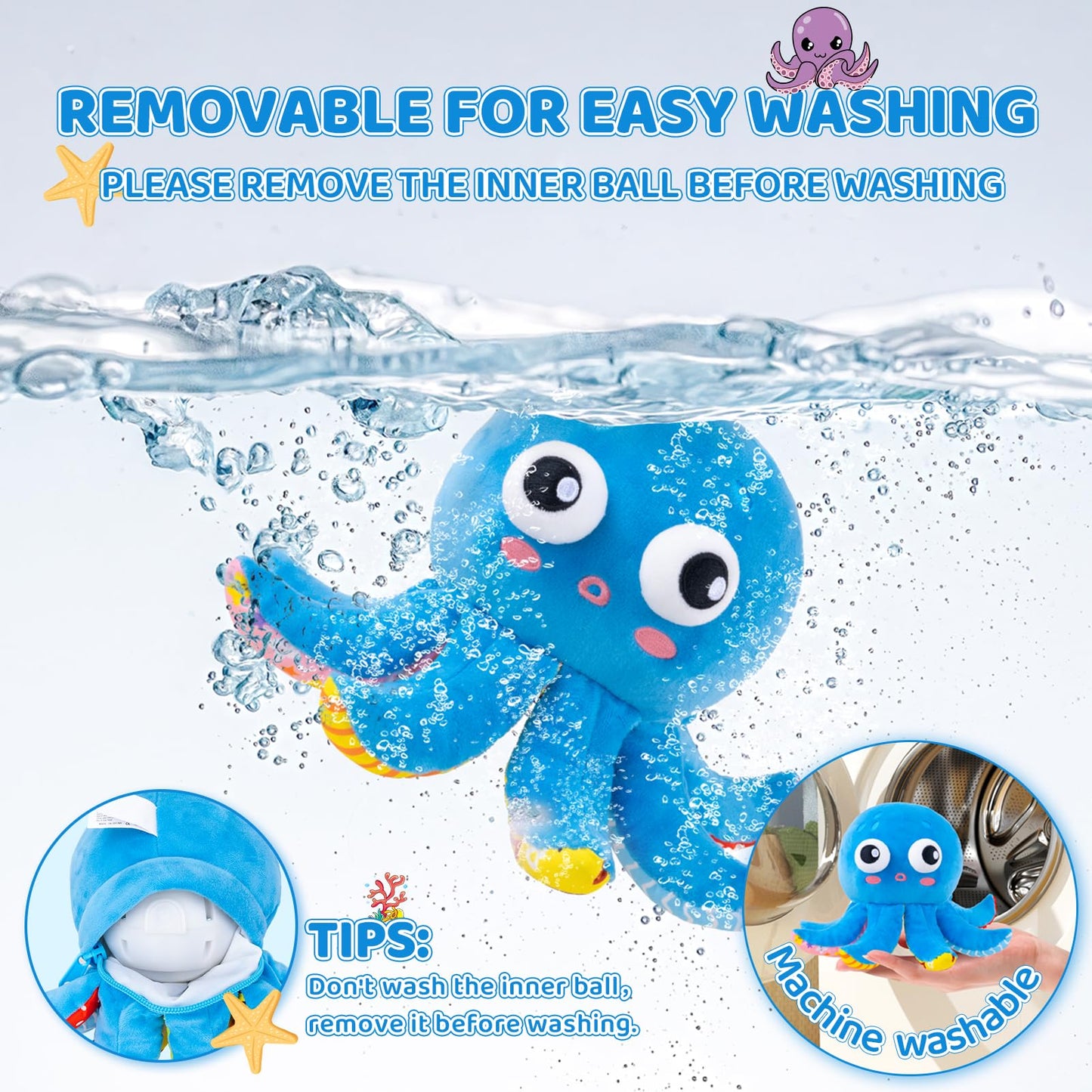 Baby Toys 6-12 Months, Musical Crawling Toys Bouncing Dancing Octopus Plush Toys 12-18 Months, 50 Songs & Recording Feature, Interactive Toddler Toys Age 1-2 Tummy Time Toys for 1 Yr Old Boys Infants