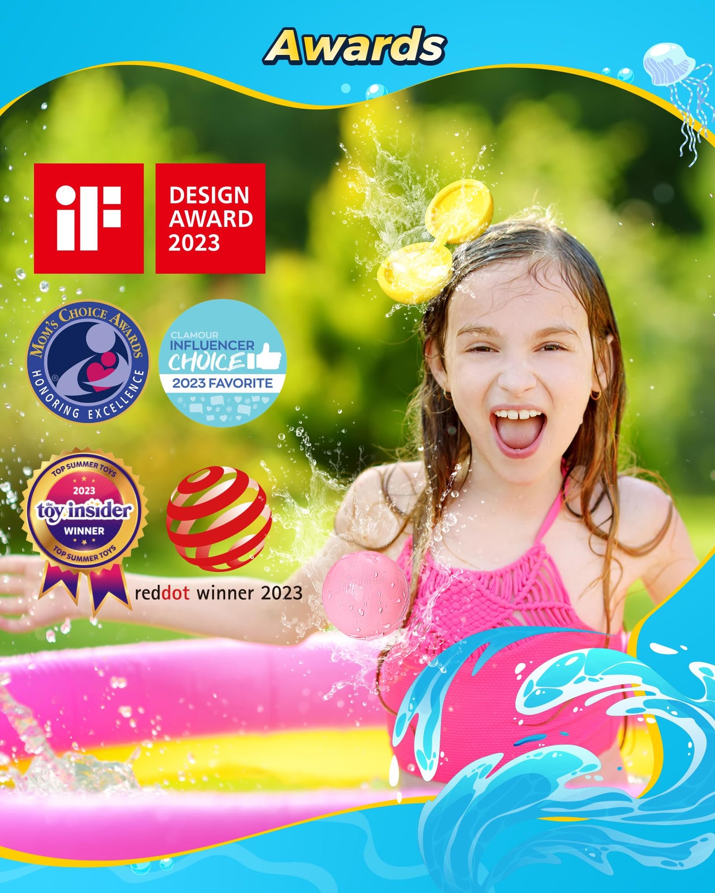 Reusable Water Balloons 24PCS - Summer Water Toys for Pool Beach & Outdoor, Self-Sealing Refillable Water Bombs for Kids Ages 3-14, Magnetic Splash Balls for Kids Fun Games & Activities