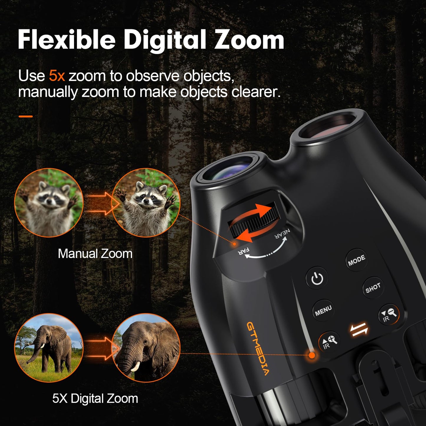 GTMEDIA Night Vision Goggles for Adults, 984FT Tactical Night Vision Binoculars, Hands Free Nightvision Goggles for Helmet, 5× Zoom & 850nm Stealth IR, Great Gifts for Men Dad Husband Boyfriend