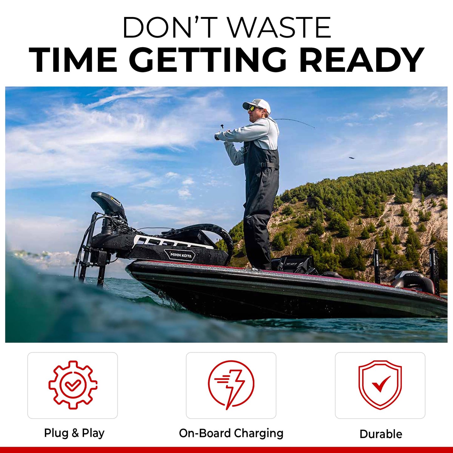 Connect-Ease RCE24VPRO 24V Trolling Motor Connection Kit with Onboard Charging | 6-Gauge Wire | Fits Any 24 Volt Trolling Motors Including MinnKota QUEST, Garmin Force, Lowrance Ghost | Made in USA