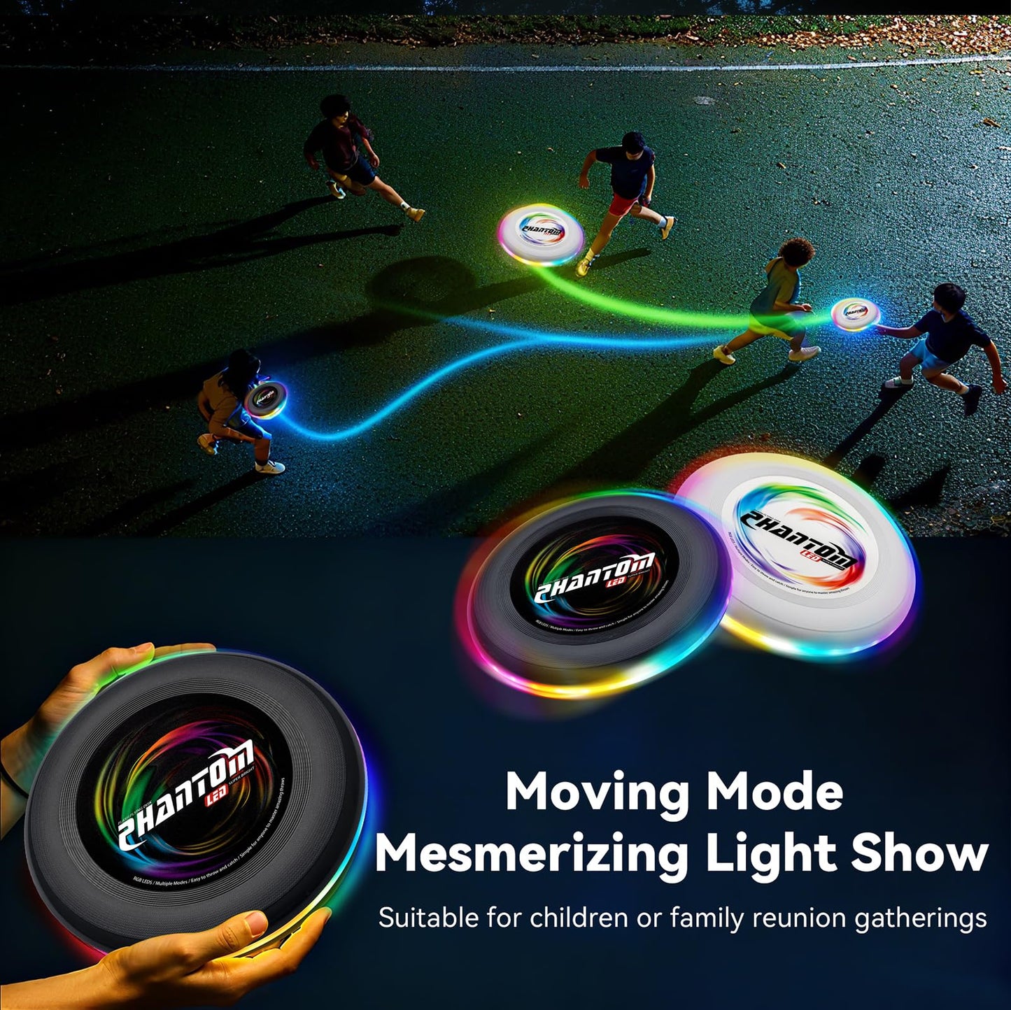 BAOMWSL Light Up Flying Disc - 16 Million Colors RGB or 35 LEDs, Ultra Bright, 13 Light Modes, Rechargeable, Waterproof, Christmas Stocking Stuffers Gift, Camping Toy for Kid/Teen/Adult, 175g