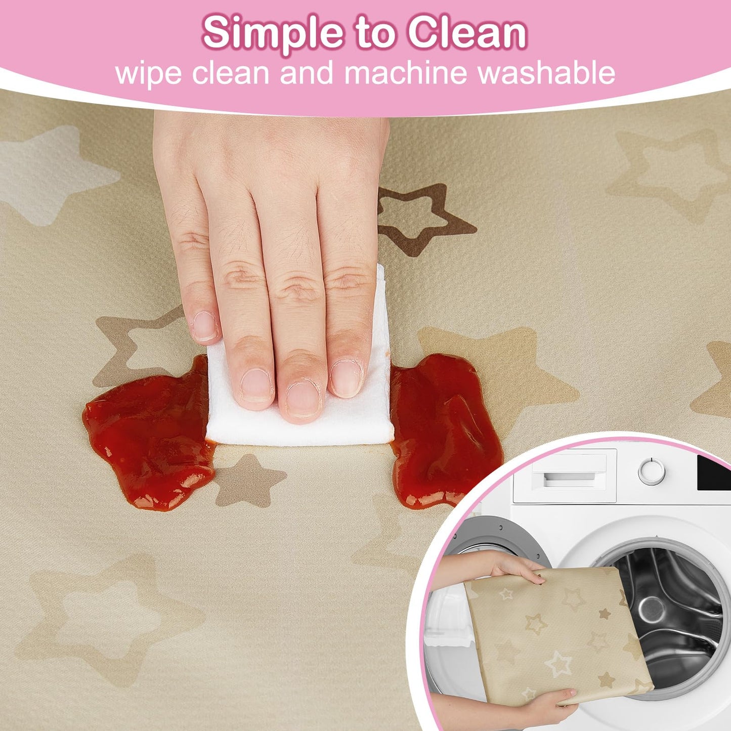 Basumee Splat Mat High Chair Mat Waterproof Baby Play Splat Mat for Under High Chair Food Catcher Highchair Mat for Floor Non Slip Bottom, Brown Stars, 46x42 Inches