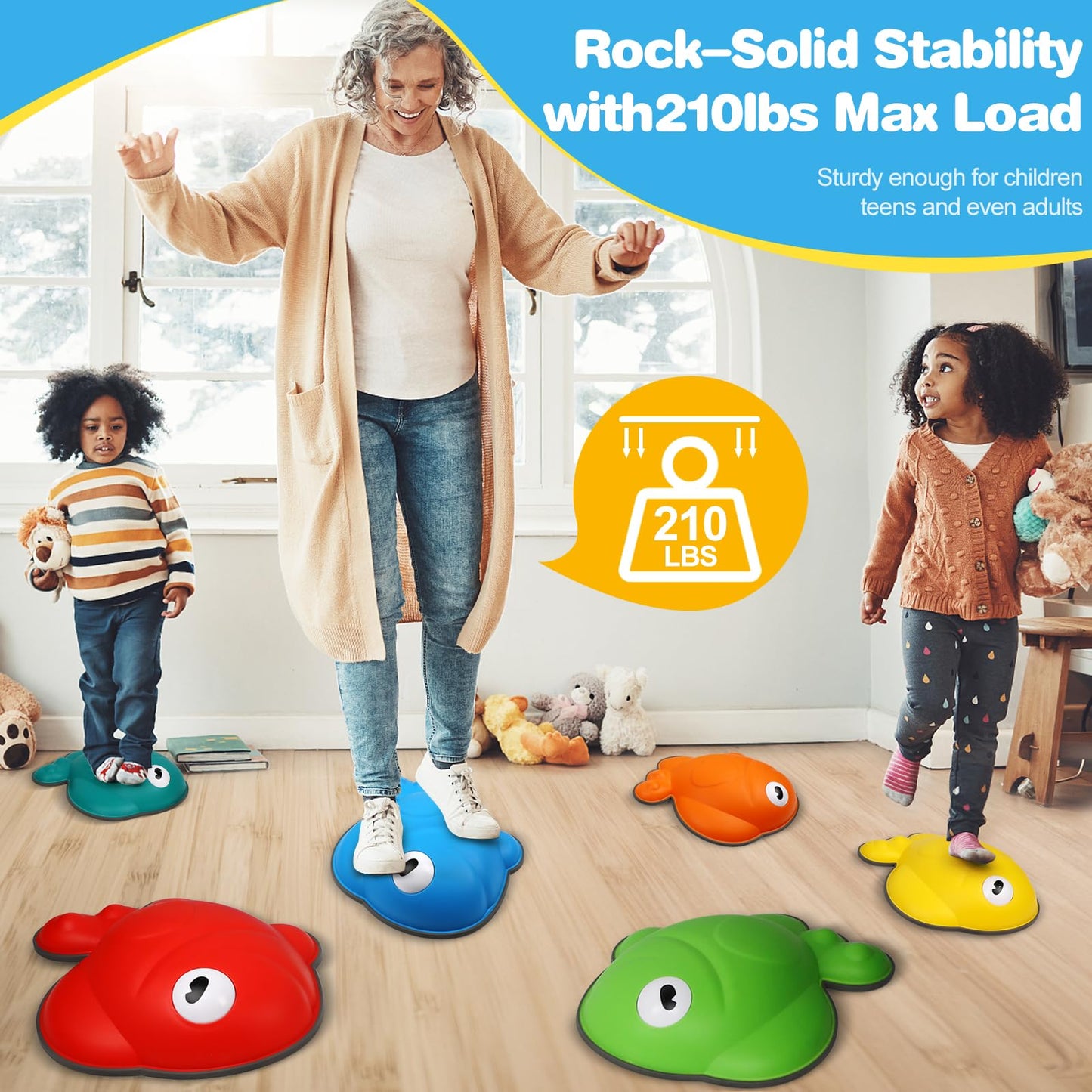 TERRAMUS Goldfish Balance Stepping Stones for Kids, 6PC Non-Slip Jumping Steps Stones, Toddler Obstacle Course Game Promote Coordination, Indoor Outdoor Sensory Toys for Boys Girls Ages 3 4 5 6 7 8