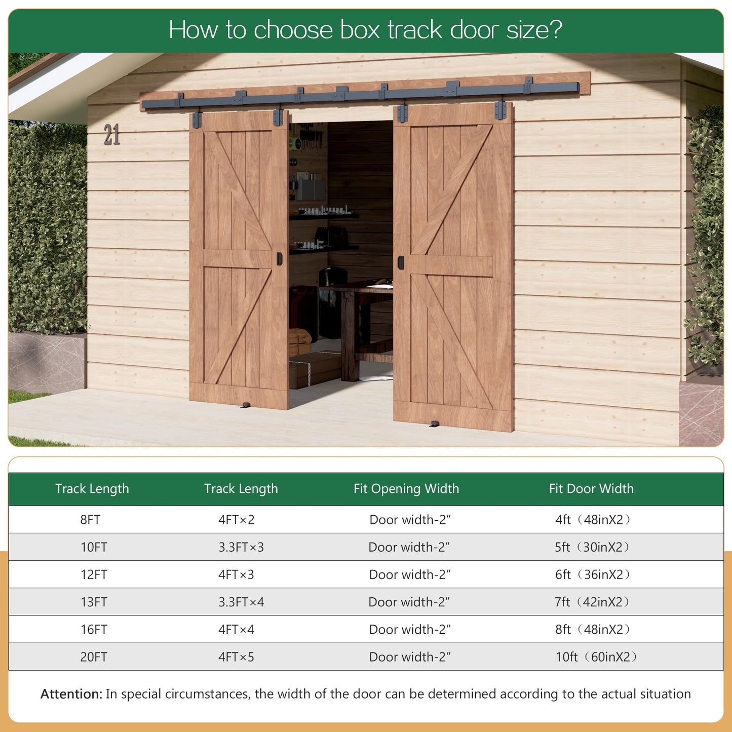 13FT Double Door Industrial Grade Black Double Door Track Kit for Exterior Sliding Barn Doors Heavy Duty Box Rail, Wall Mounted, Max Load 300lbs (Hardware Only,No Door)