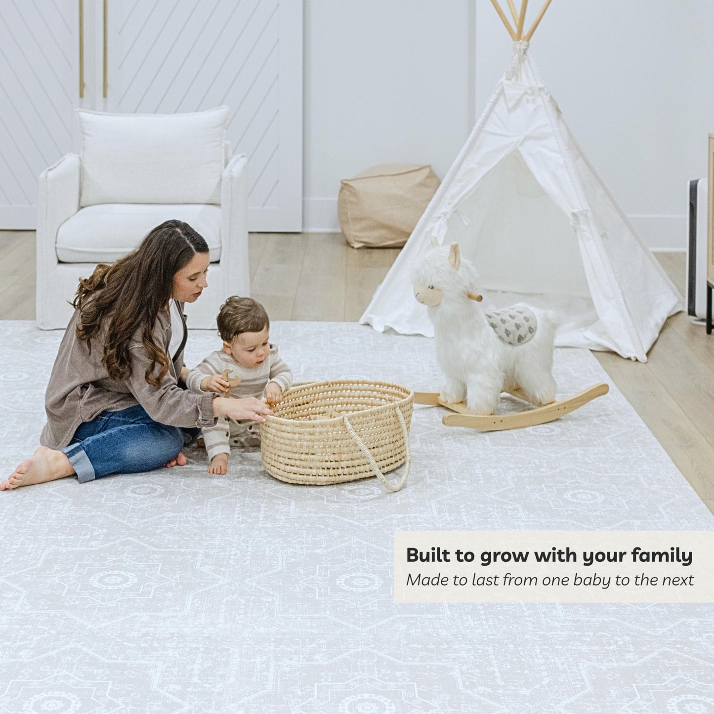 Little Landings Baby Play Mat for Floor - Layla (6x8ft) - Premium EVA Foam Play Mat for Babies & Toddlers (Ages 0-5+) - Non-Toxic Playmat for Tummy Time, Crawling & Playroom - Stylish & Comfortable